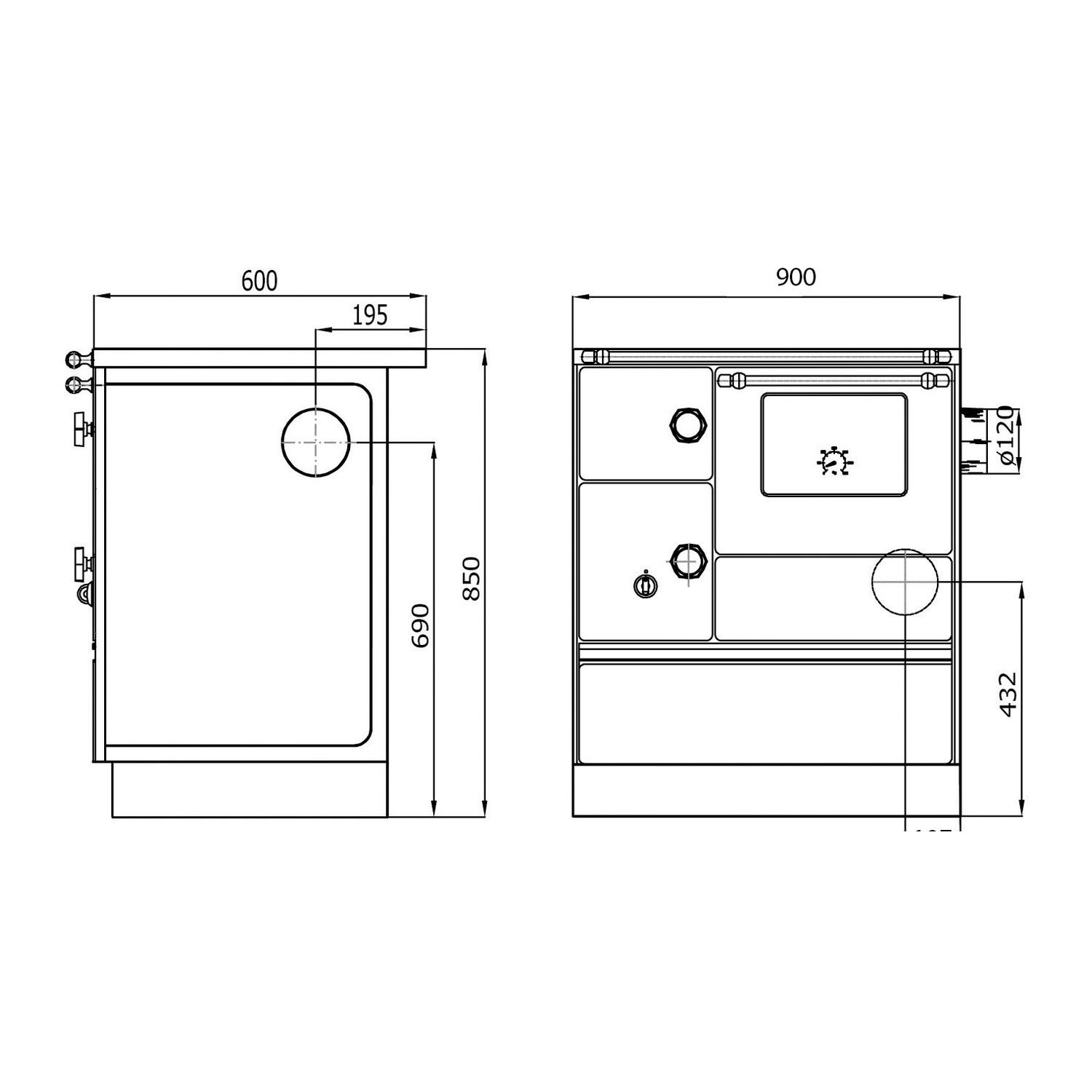 Westminster Holzherd K 76F-90 Ceranfeld schwarz Rauchrohranschluss rechts