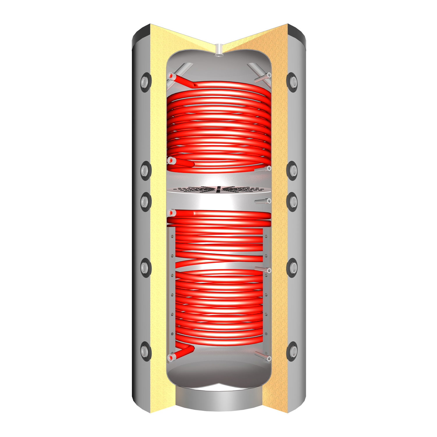 Pufferspeicher TPSLRR 1500 (1501 Liter) mit Schichtladesystem 2x Solarwärmetauscher Pufferspeicher TPSLRR 1500 (1501 Liter) mit Schichtladesystem 2x Solarwärmetauscher