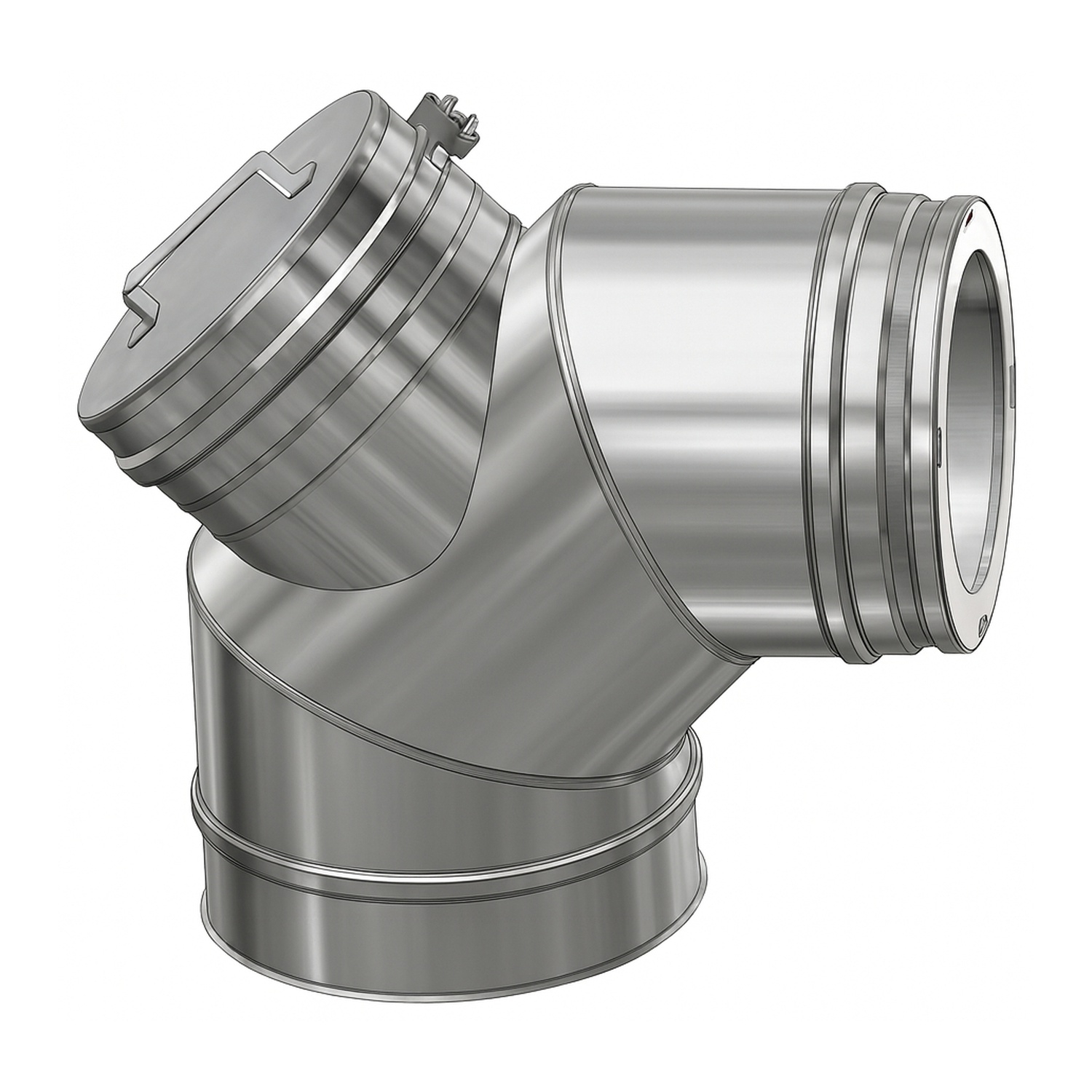 Schiedel ICS Bogen 85° Ø150 mm mit Revisionsverschluss für Öl & Gas doppelwandig glänzend