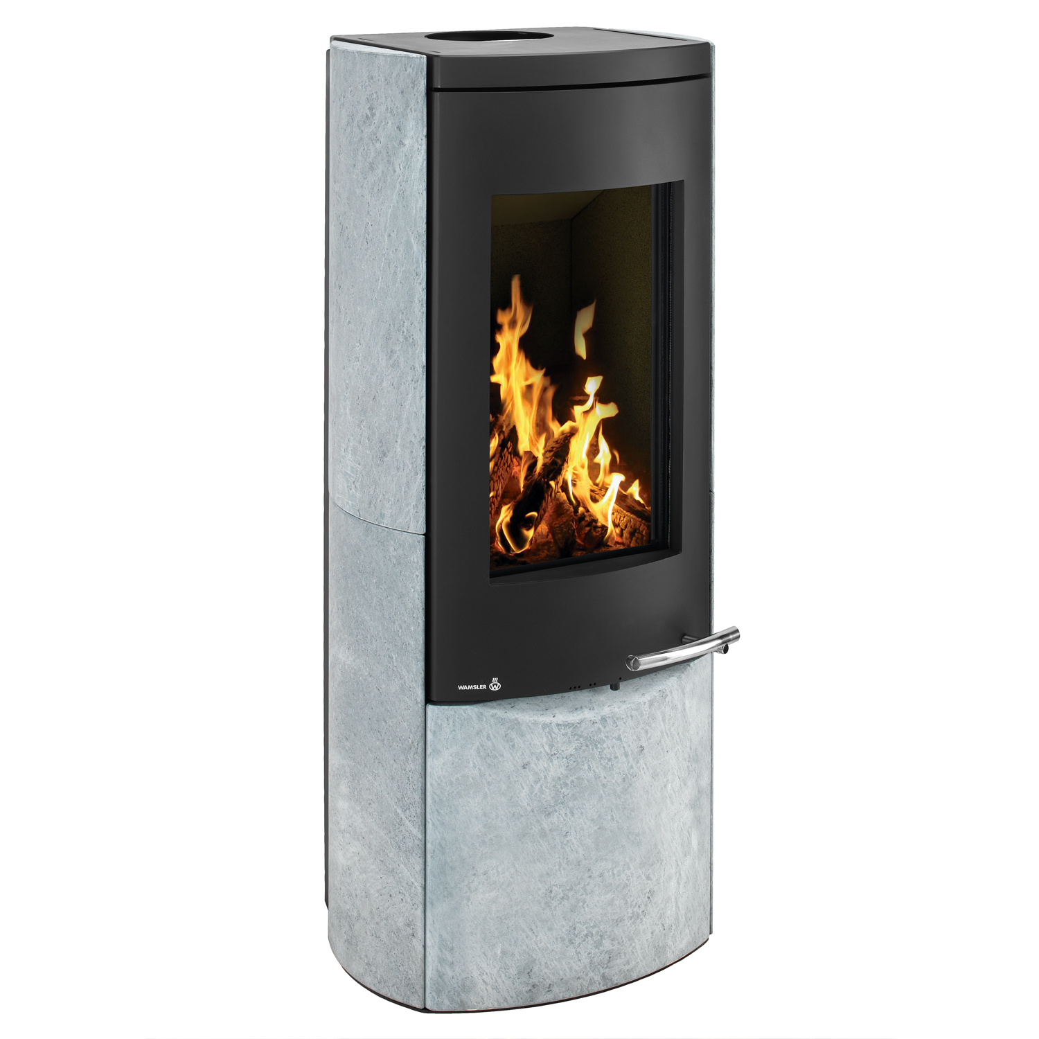 Wamsler Motho Kaminofen Stahl schwarz/ Naturstein