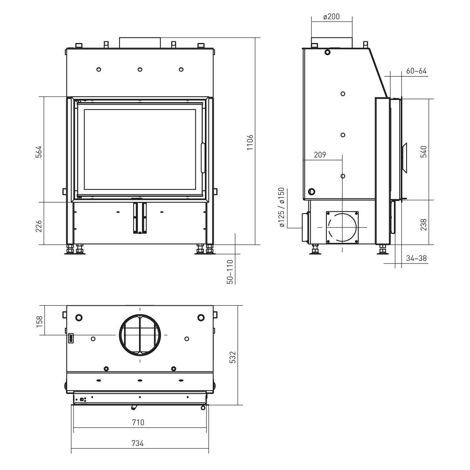 Schmitzker No5 12 kW Wasserführender Kamineinsatz