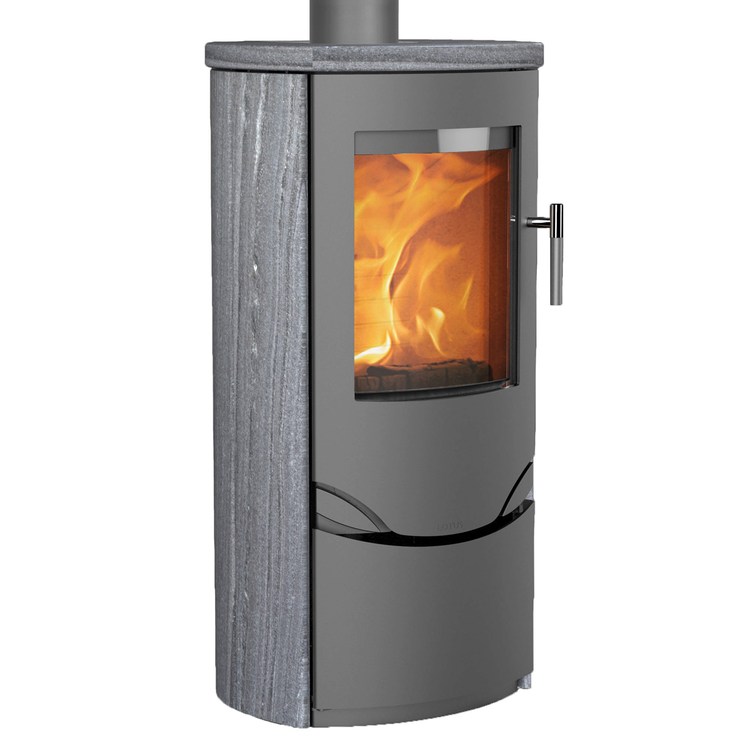 Lotus Prio 5 Kaminofen Grau / Indian Night, RR hinten od. RR oben