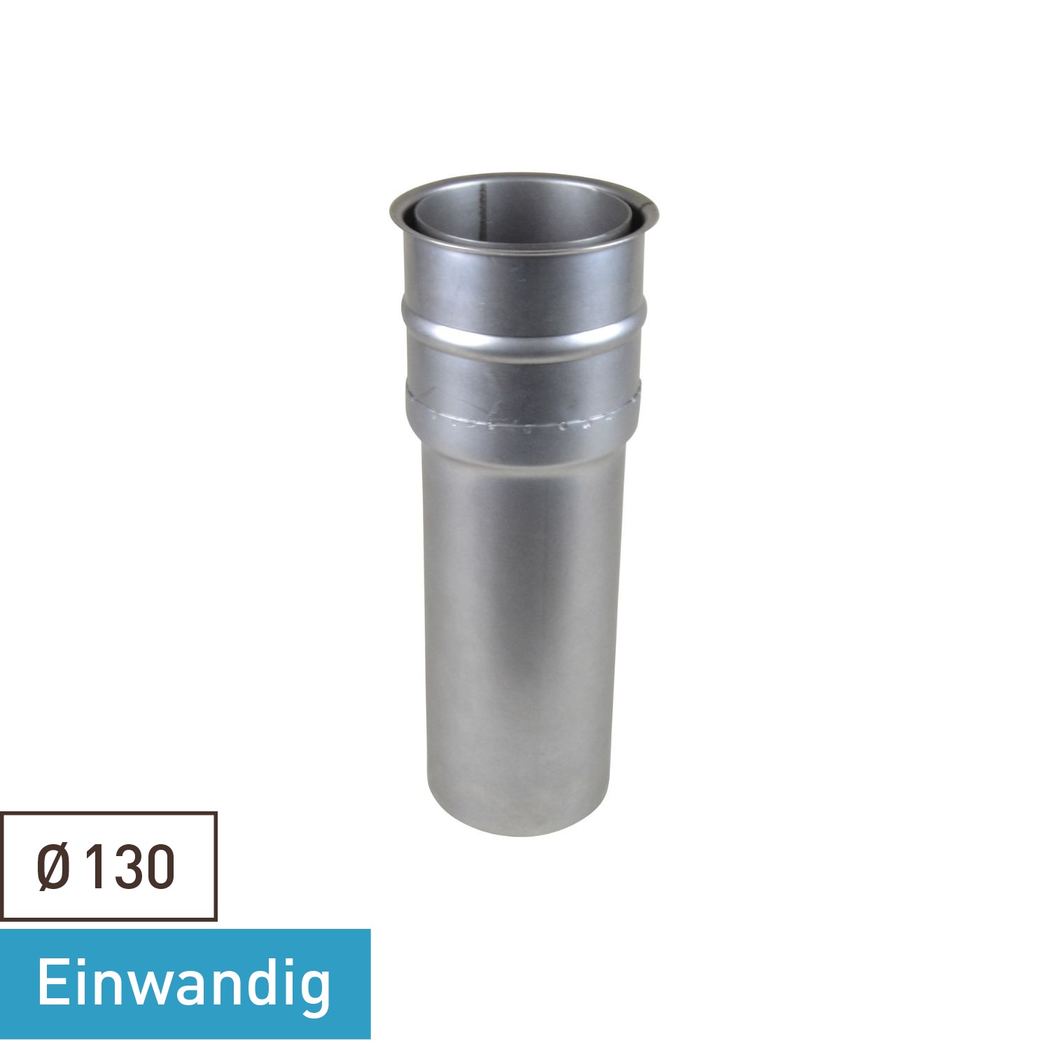 Raik Basic Rauchrohr / Ofenrohr 130mm - Doppelwandfutter mit Verlängerung 400mm blank