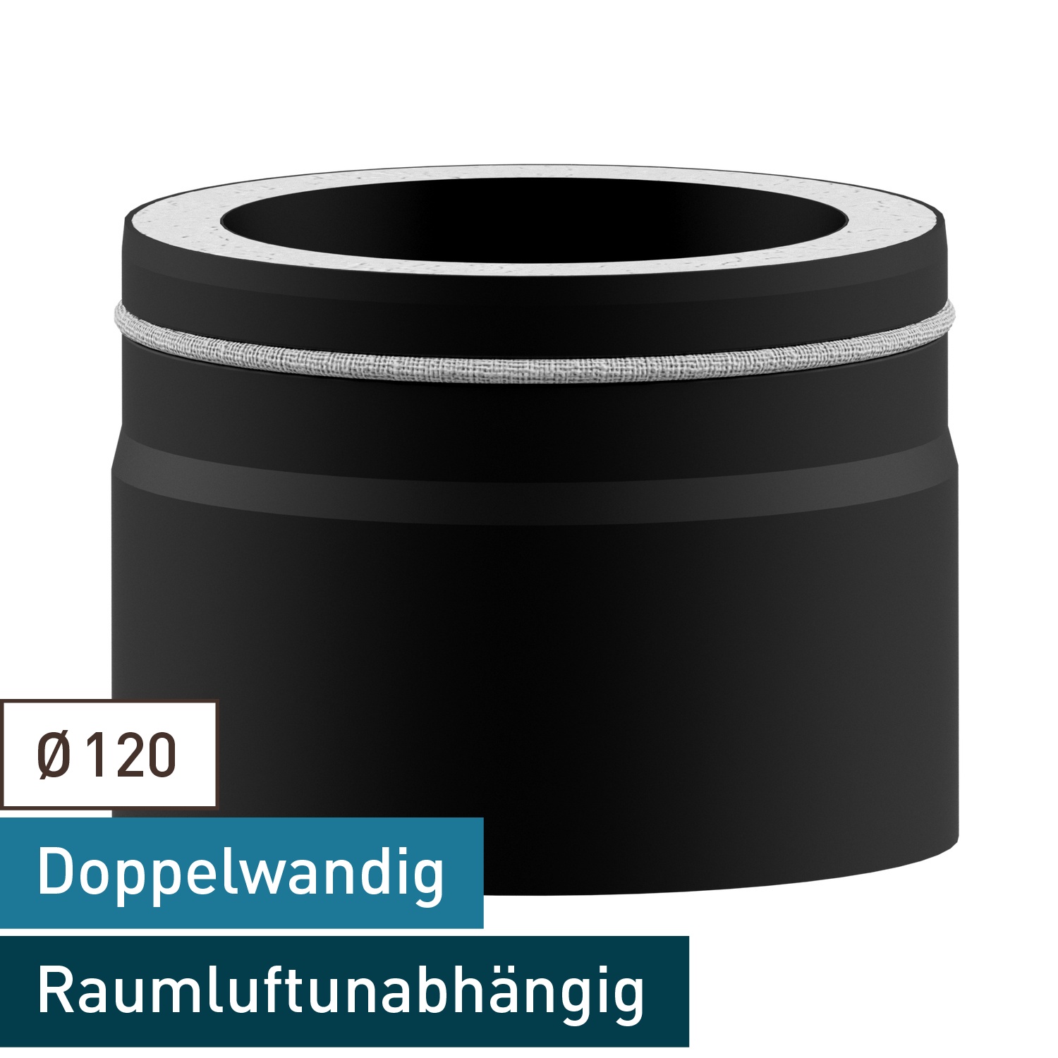Raik Lifestyle DUO Längenelement 120mm schwarz L: 150mm für Rauchrohr / Ofenrohr