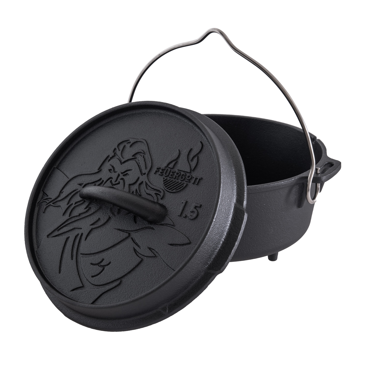FEUERGOTT Dutch Oven 3,5 l mit Füßen + Solo Stove Pot 4000 + Feueranzünder