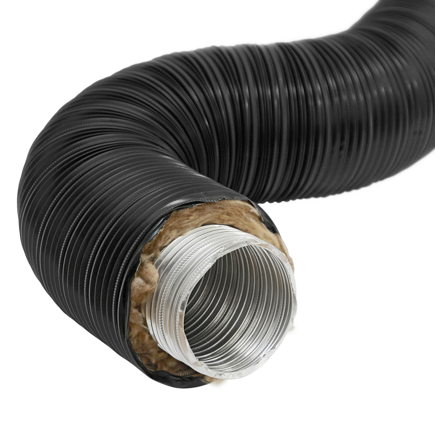 Therm Flex Aluflexrohr isoliert schwarz Ø 100 mm Länge 0,75 m, für Außenluft-Anschluss Therm Flex Aluflexrohr isoliert schwarz Ø 100 mm Länge 0,75 m, für Außenluft-Anschluss