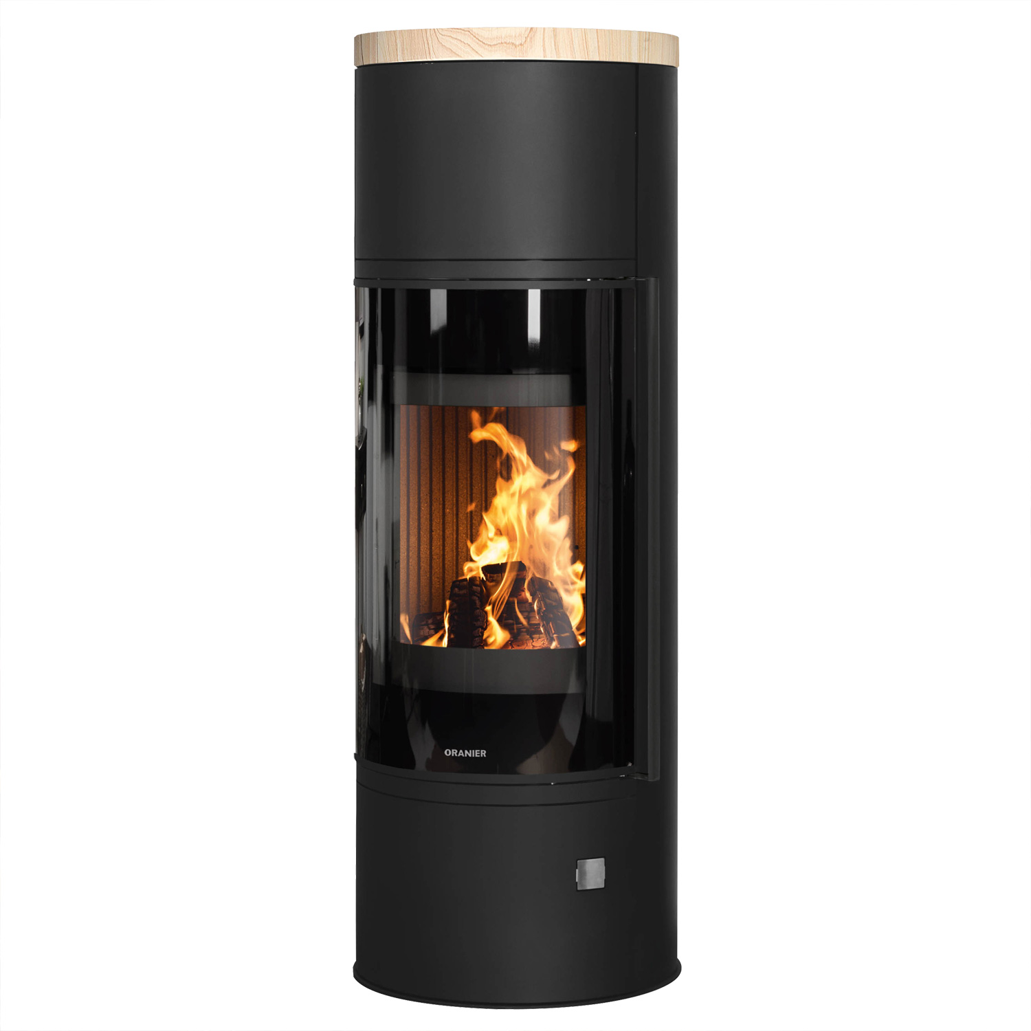 Oranier Arena W+ 2.0 Kaminofen Stahl Schwarz mit Abdeckplatte Sandstein