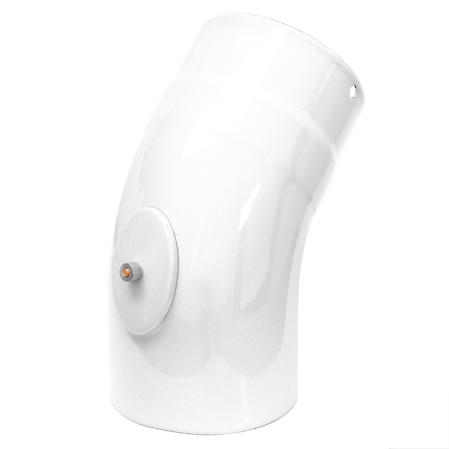 Raik Rauchrohrbogen / Ofenrohrbogen Emaille 130mm - 45° Bogen glatt Weiß mit Reinigungsöffnung