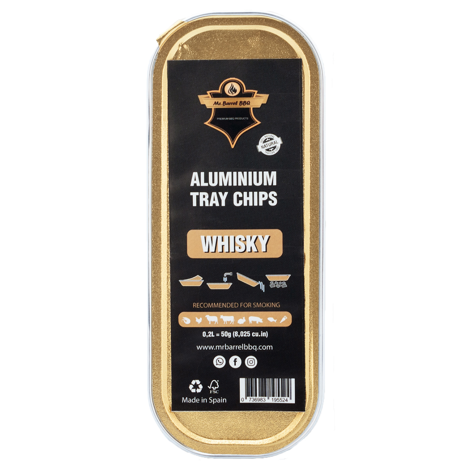 Mr. Barrel BBQ Smoking Chips S Whiskey, 3 x 50 g
