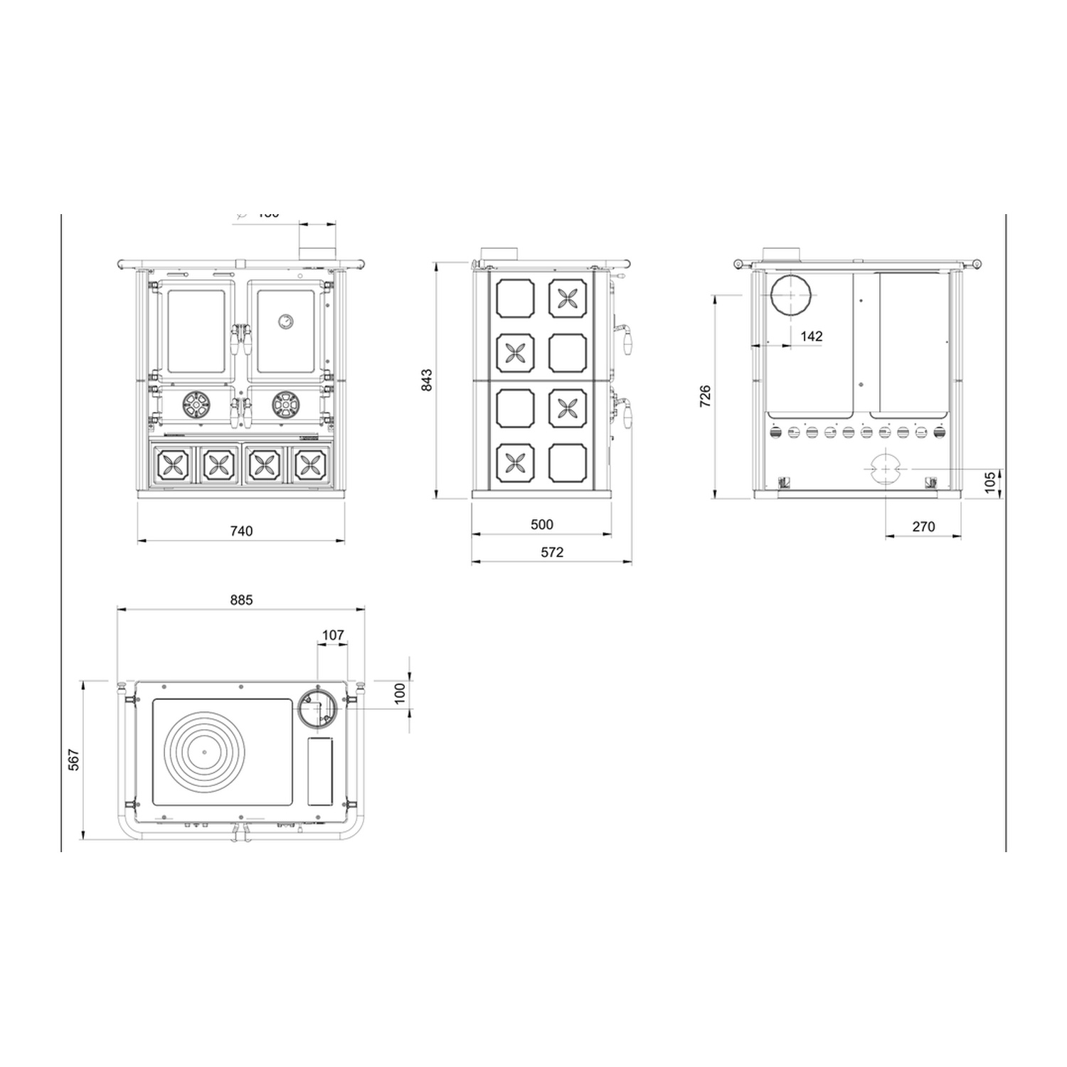 La Nordica ROSETTA.16 Majolika - Bordeauxrot Küchenofen