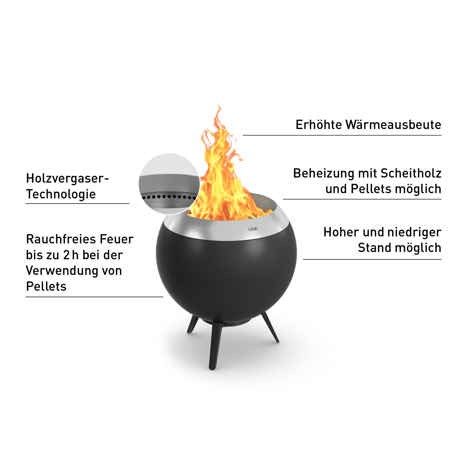 höfats MOON 45 Feuerschale mit niedrigem Fuß