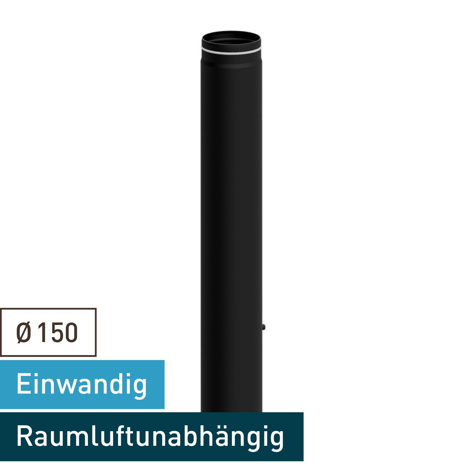 Raik Lifestyle Rauchrohr 150mm schwarz L: 1000mm mit Tür H: 750mm für Rauchrohr / Ofenrohr