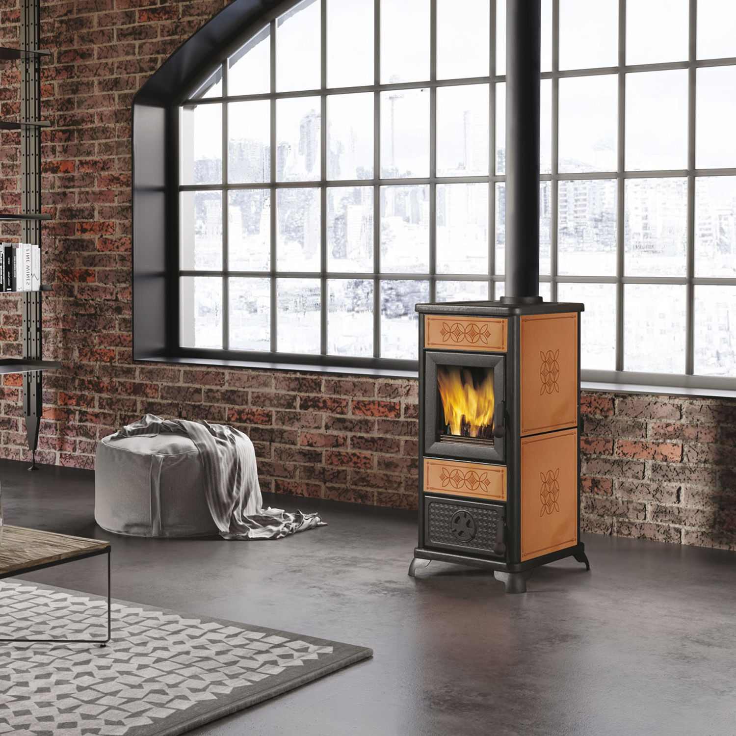 EK63 Decor Evo Kaminofen Keramik leder