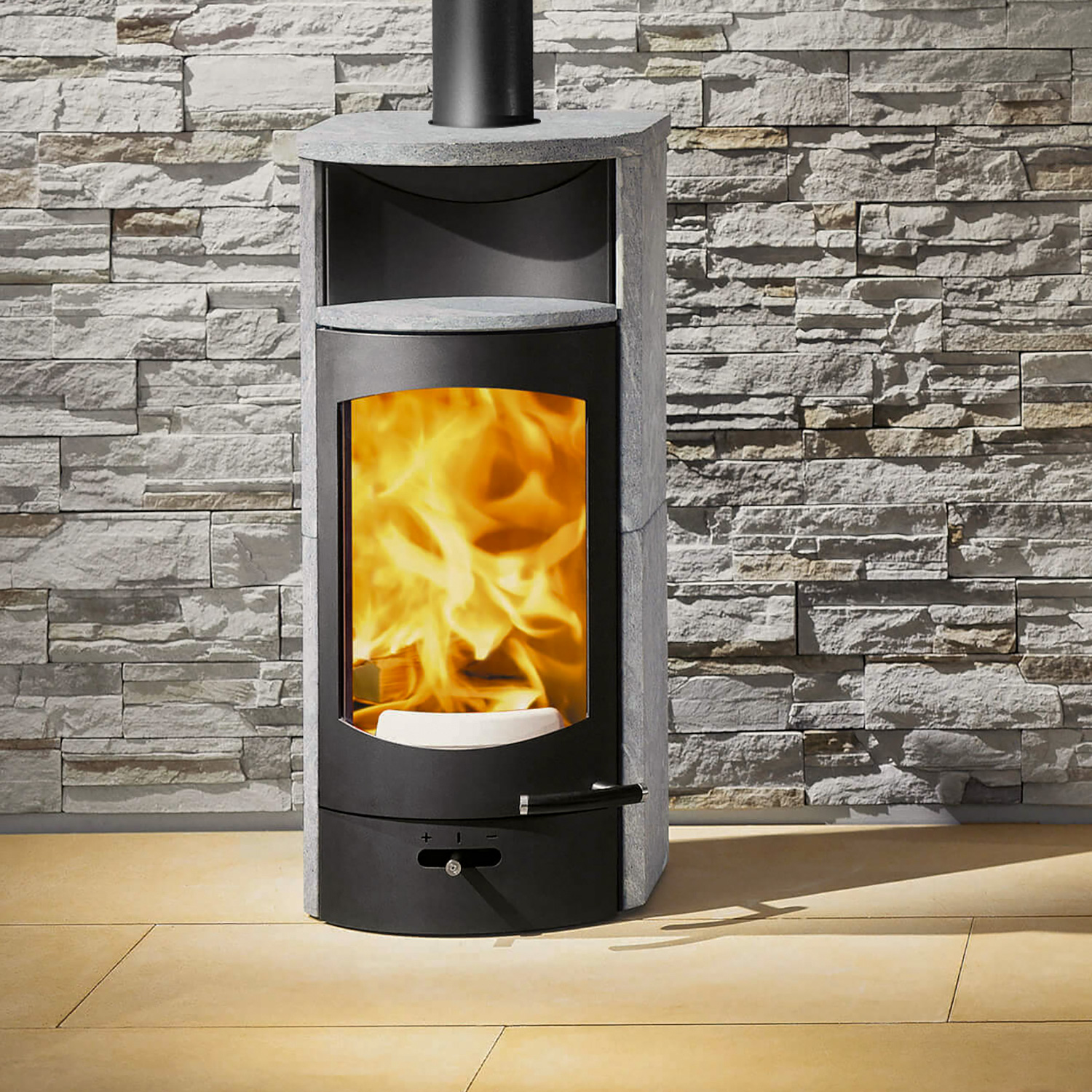 Austroflamm Flok 2.0 Kaminofen Speckstein, RR oben Austroflamm Flok 2.0 Kaminofen Speckstein, RR oben