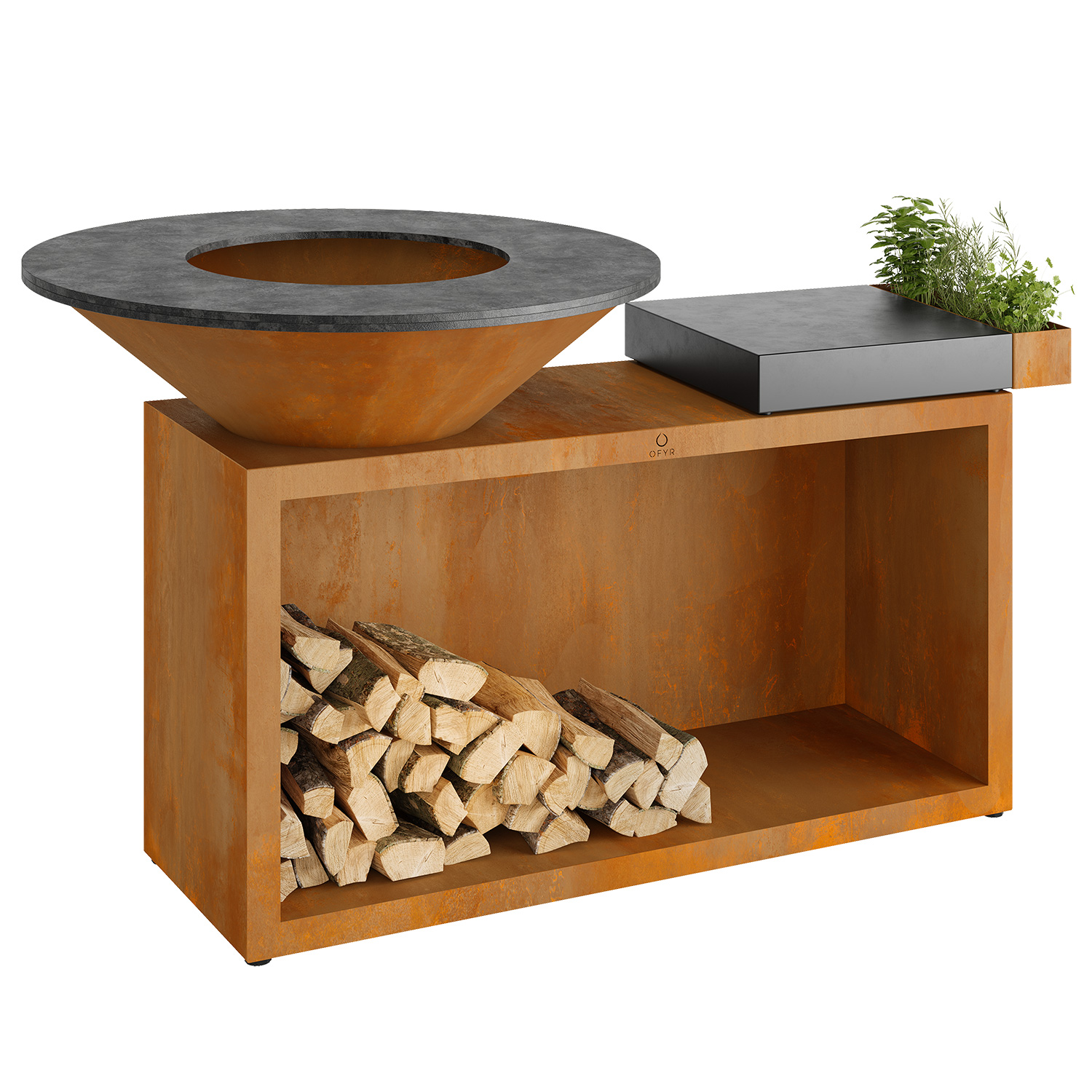 OFYR Island Corten 100 Grill & Feuerstelle mit Arbeitsplatte Keramik OFYR Island Corten 100 Grill & Feuerstelle mit Arbeitsplatte Keramik