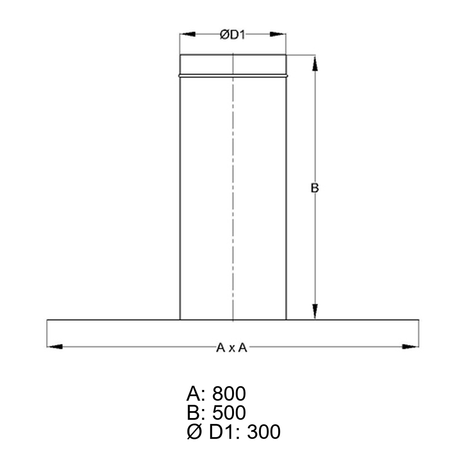Schiedel Dachdurchführung 0° Stutzen doppelwandig für ICS Ø180 mm / 200 mm glänzend