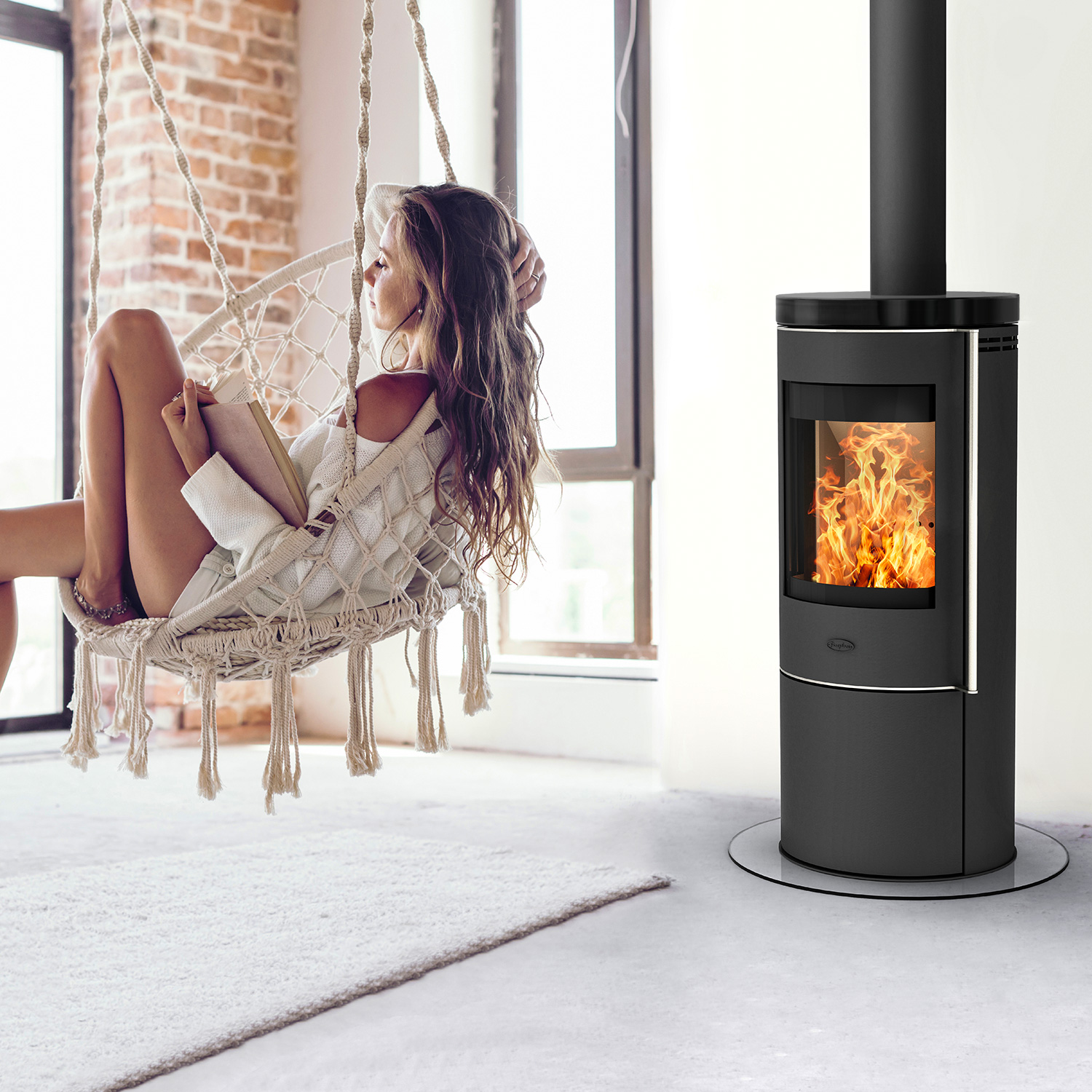 Fireplace Elite Toronto Kaminofen Stahl Schwarz mit Abdeckplatte Keramik