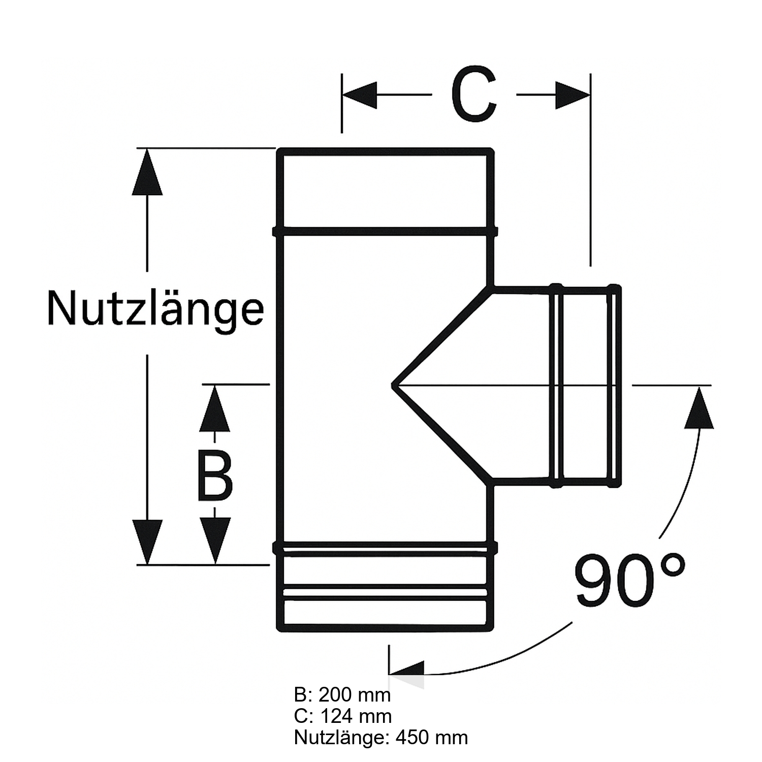 Schiedel PRIMA PLUS Rauchrohranschluss 90° Ø180 mm einwandig matt