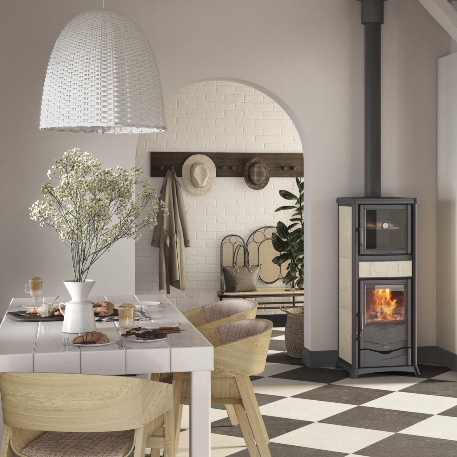 La Nordica ROSSELLA PLUS FORNO.165 Keramik - Panna Kaminofen