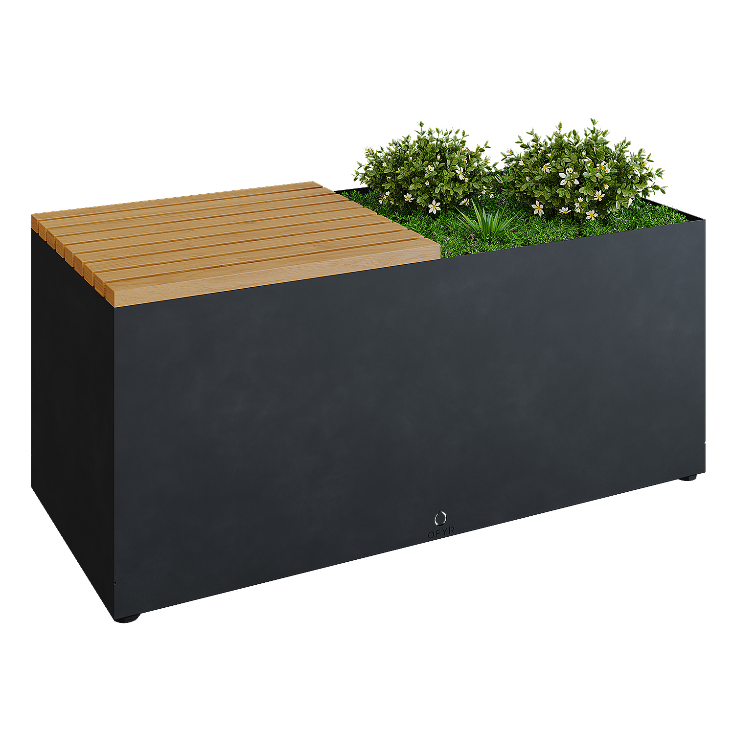 OFYR Gartenbank Black mit Pflanzenschale OFYR Gartenbank Black mit Pflanzenschale