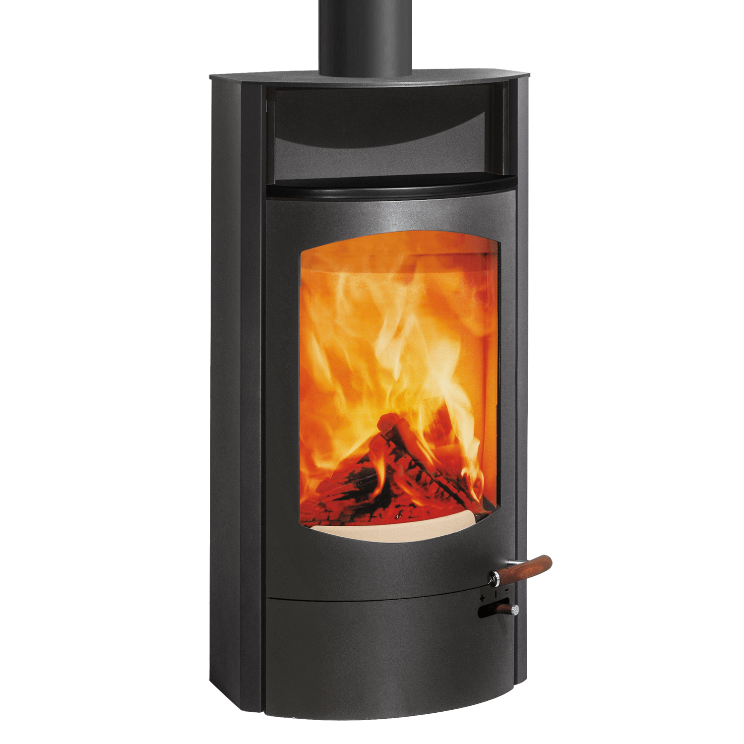 Austroflamm Koko 2.0 Kaminofen Stahl Gussgrau, Warmhaltefach Keramik Schwarz matt, Guss-Topplatte, RRA oben + kostenfreie Installation