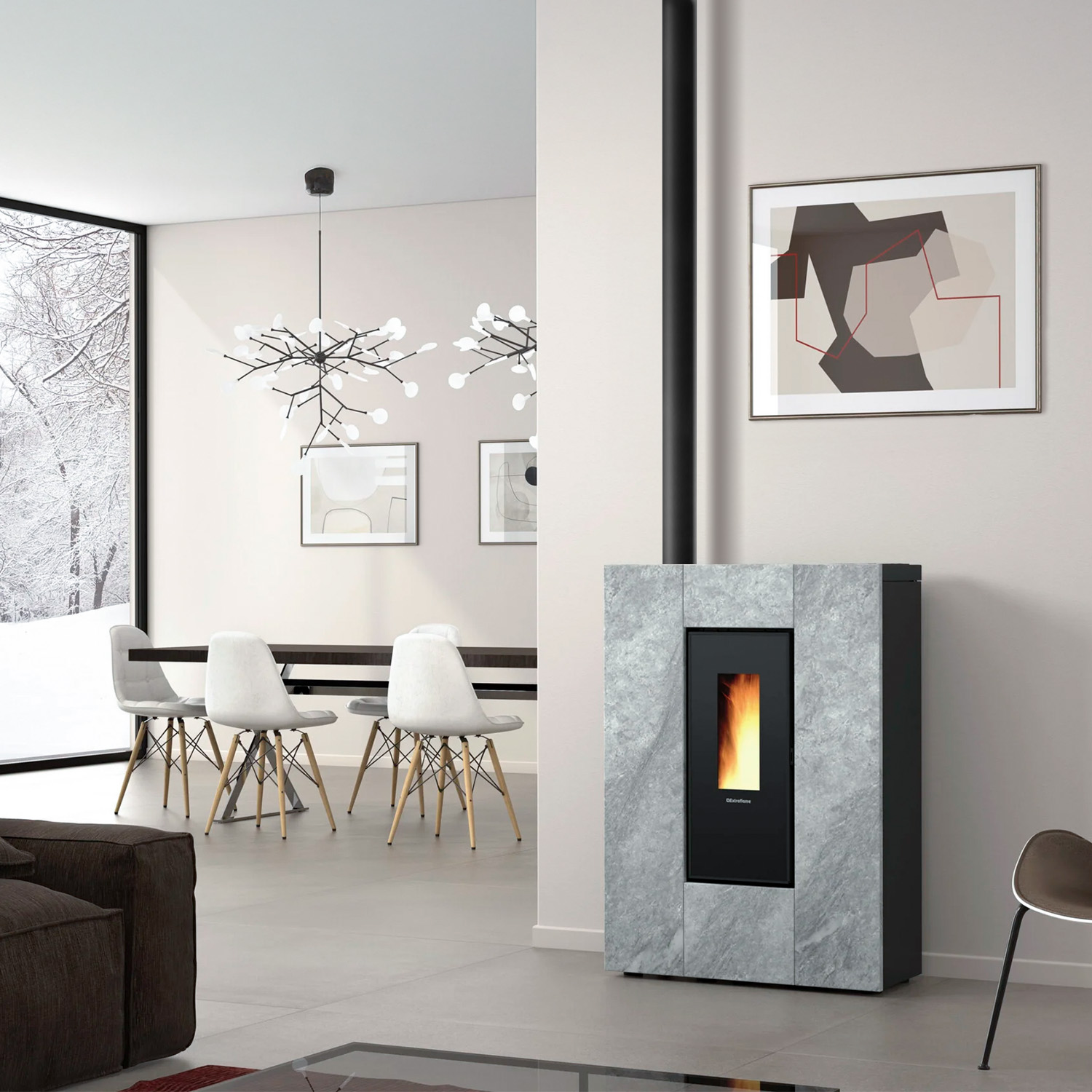 Extraflame Marilena Plus 5.0.16 Pelletofen Stahl Naturstein