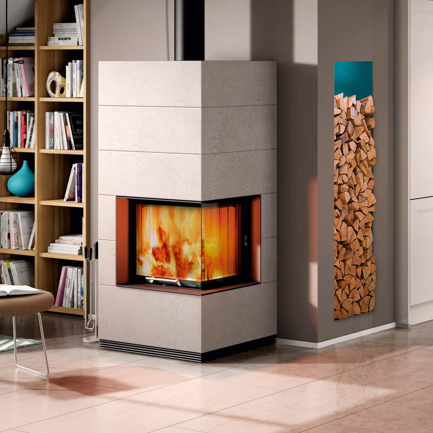 Spartherm wasserführender Kaminbausatz SIM 1/3 Varia 2R 55h-4S H2O Feinbeton