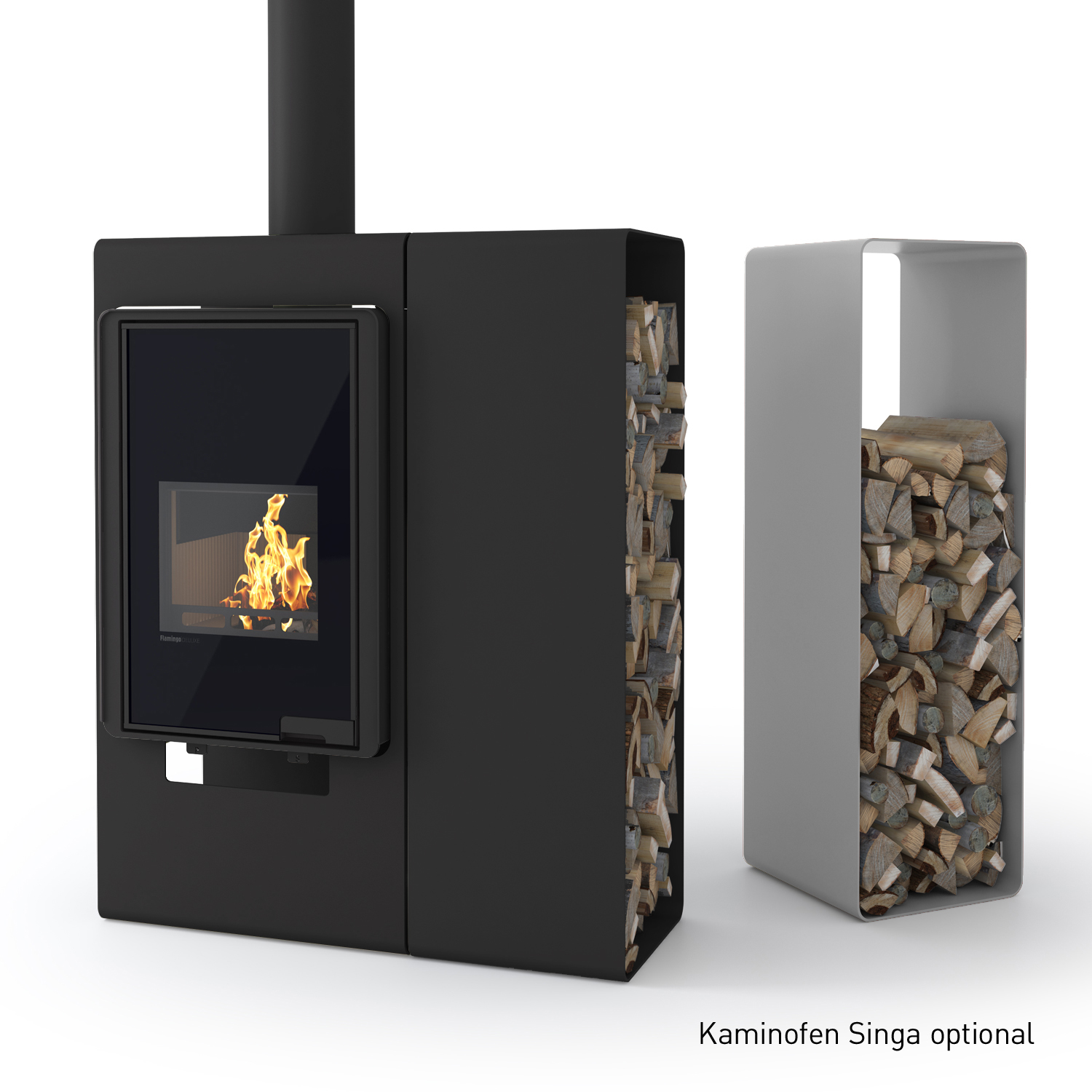 HS Flamingo Deluxe 2 Holzregal Grau