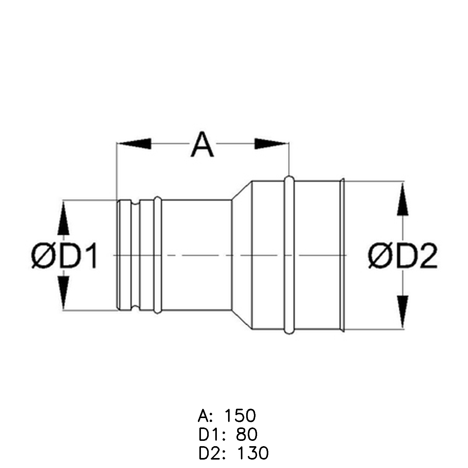 Schiedel Erweiterung PPL einwandig  80mm - 130mm matt