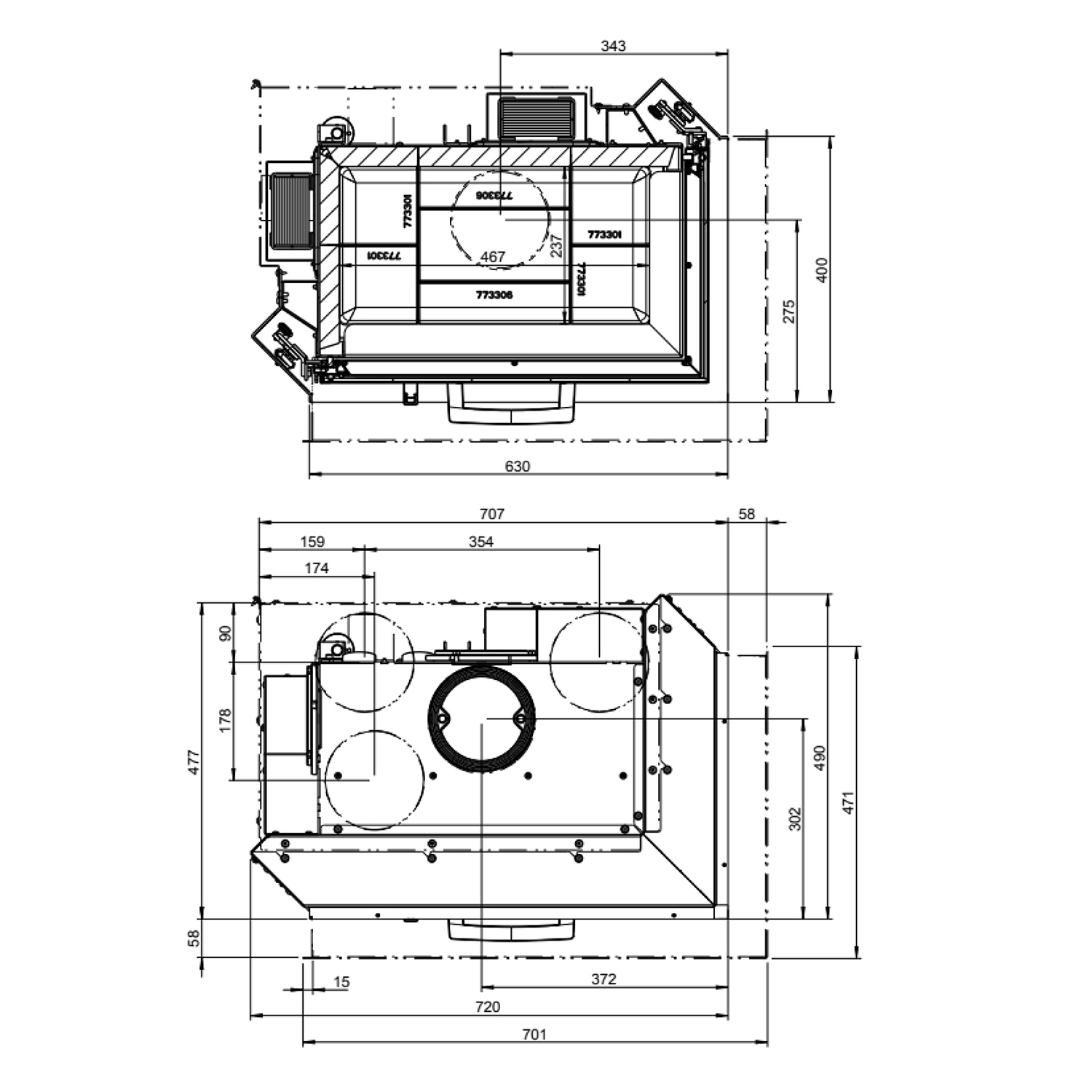 Austroflamm 63x40x51 S 2.0 Kamineinsatz Ecke rechts Austroflamm 63x40x51 S 2.0 Kamineinsatz Ecke rechts