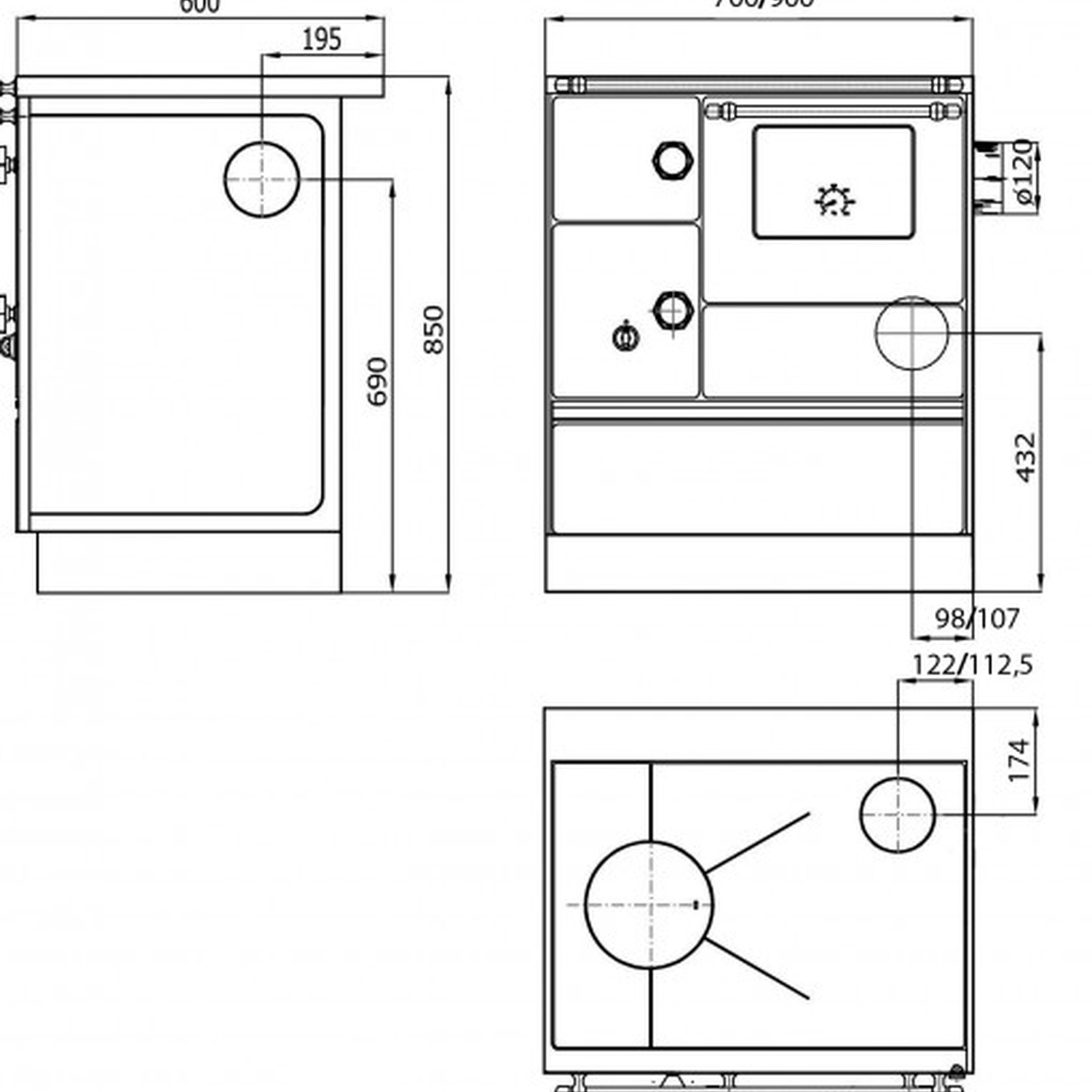 Westminster Holzherd K 76F-70 mit Fenster weiß Rauchrohranschluss rechts