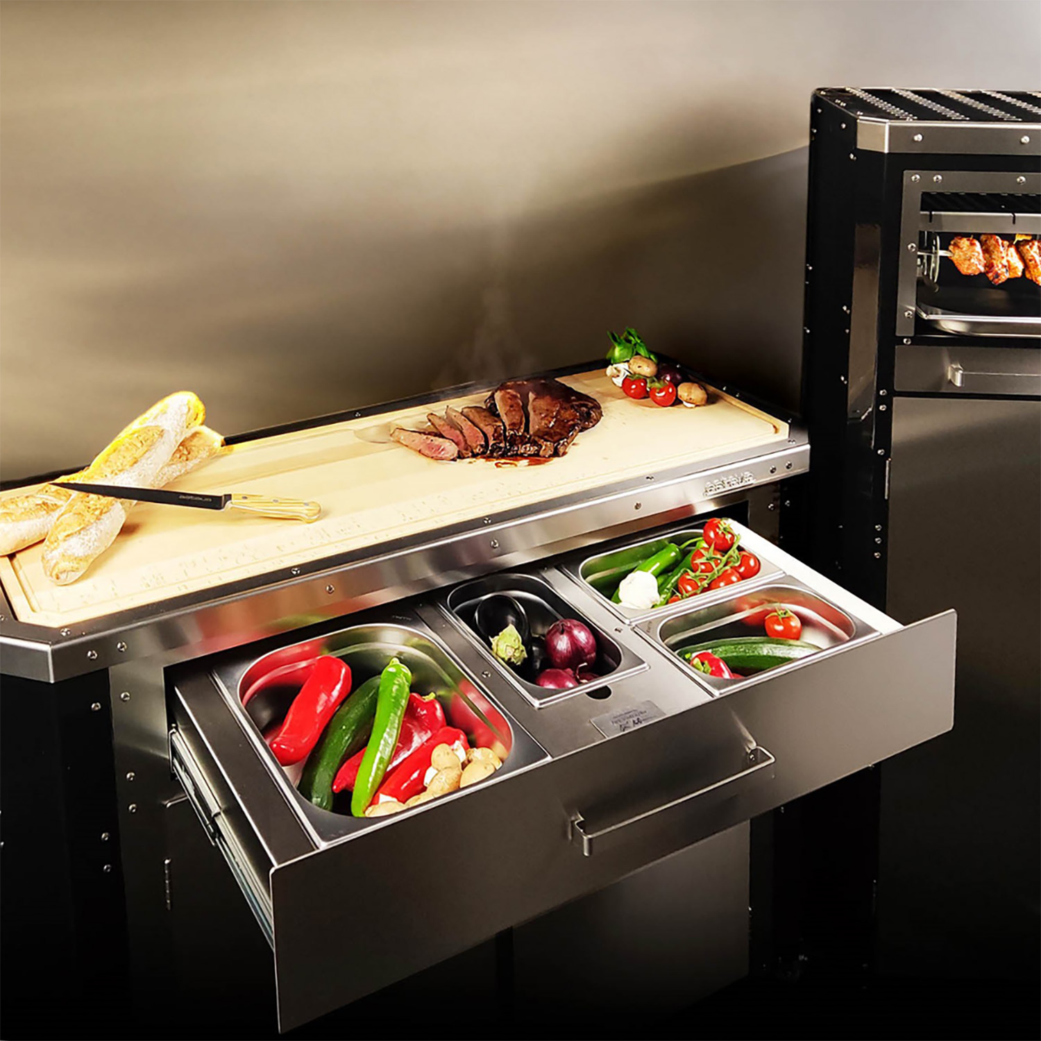 Asteus Tephra Lifestyle Grillstation Edelstahl & schwarz emailliert