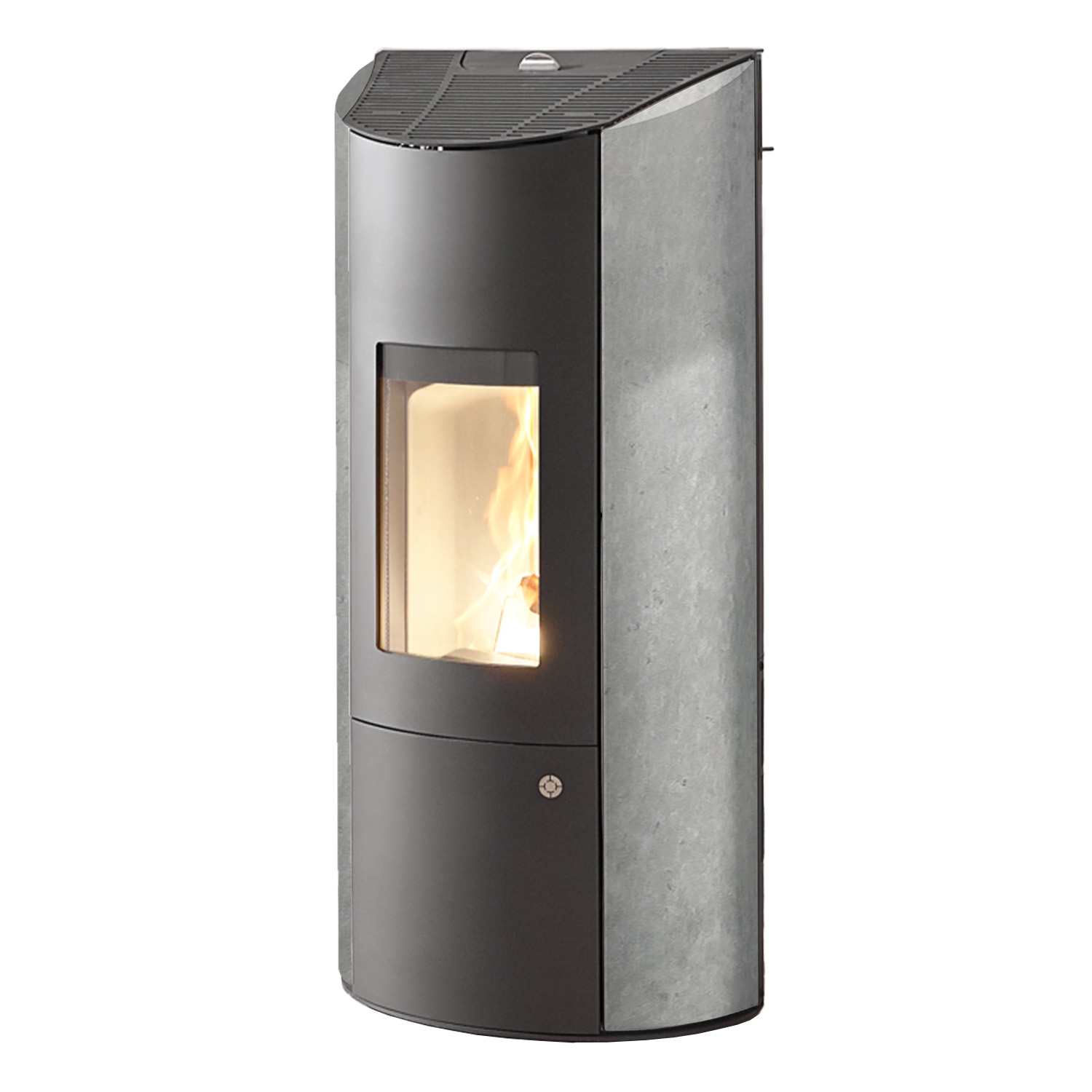 Olsberg Levana Aqua 3.0 Wasserführender Pelletofen Stahl Schwarz/Naturstein Serpentin 8kW