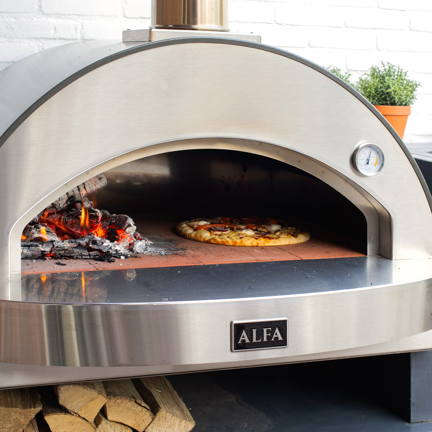 Alfa Forni Pizzaofen 4 Pizze Grau ohne Unterbau