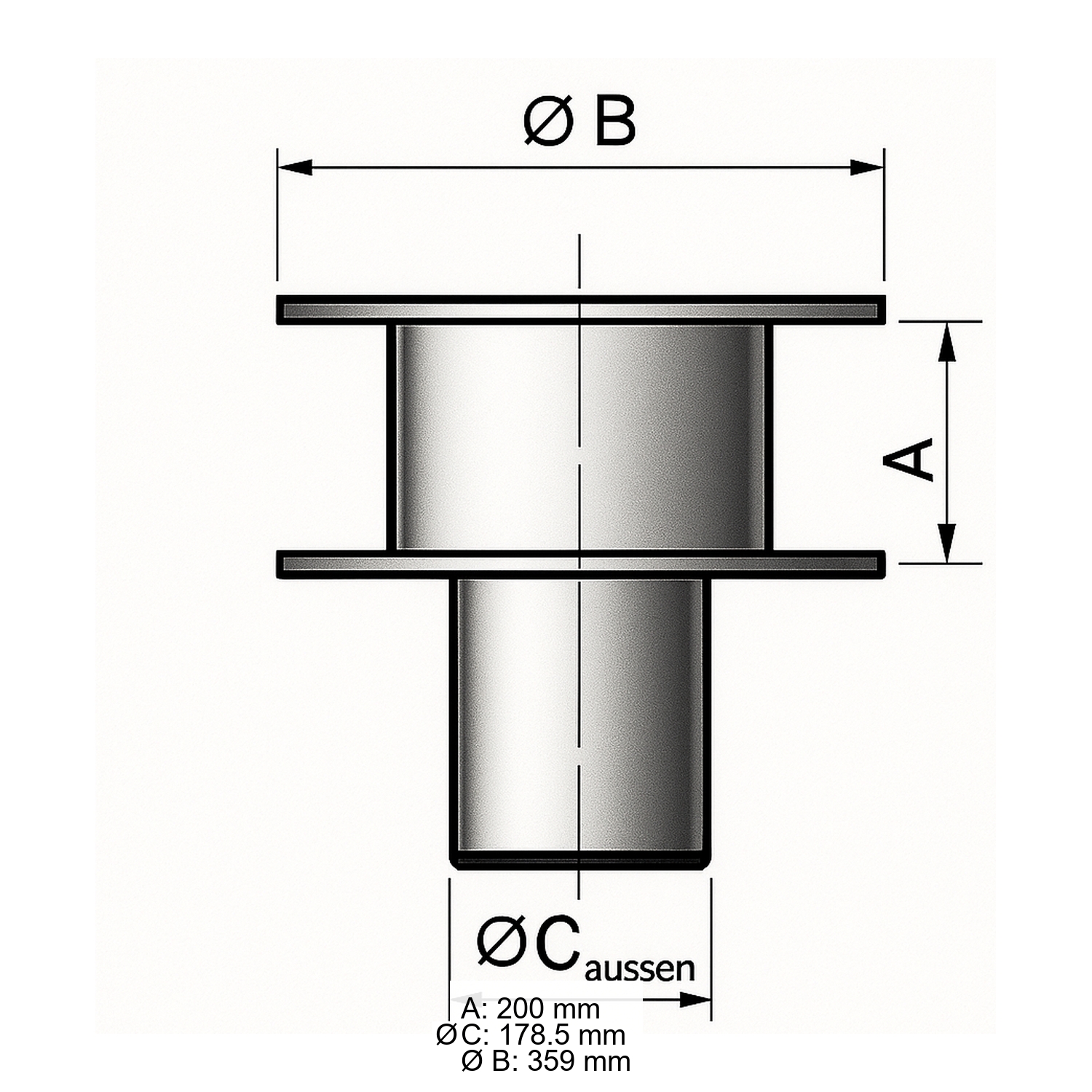 Schiedel PRIMA PLUS Regenhaube AntiSplash Deckel klappbar Ø180 mm einwandig glänzend