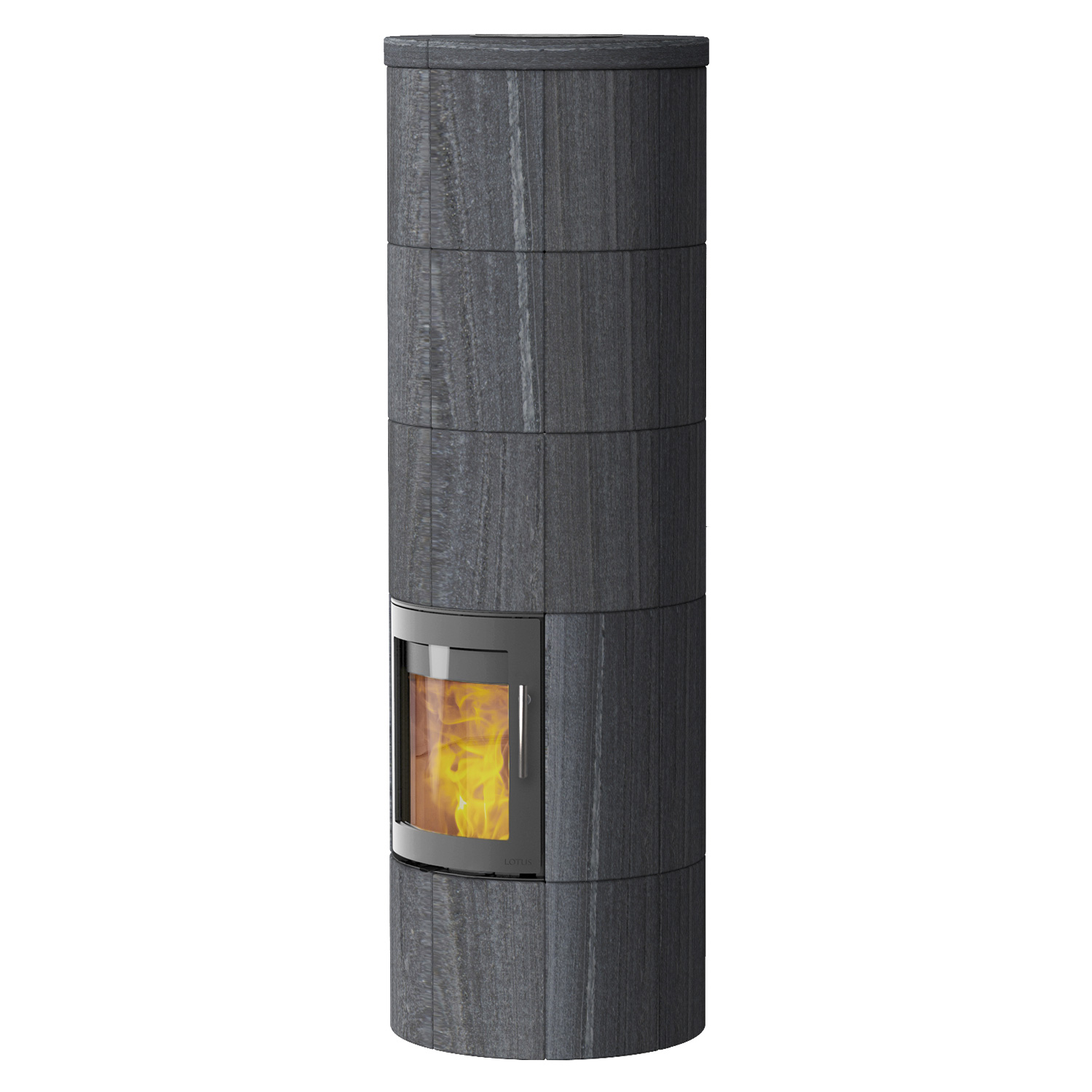 Lotus M3 Kaminofen Grau/ Indian Night, Rauchabgang hinten