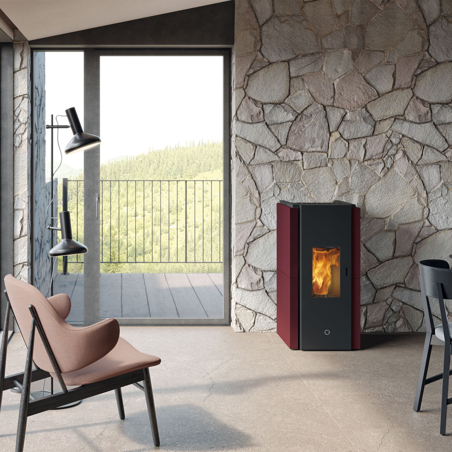 EK63 Zone 80 Evo Pelletofen Stahl Bordeaux