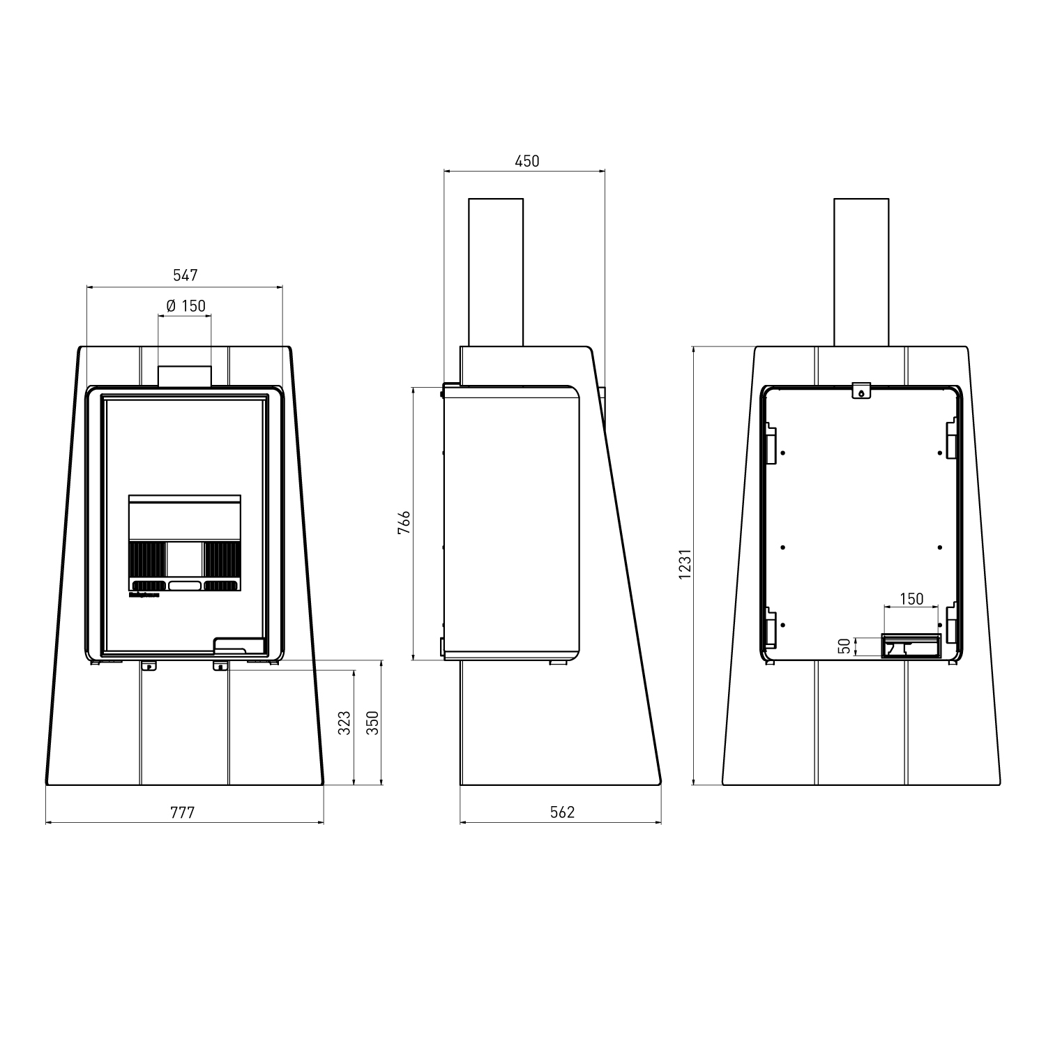 HS Flamingo Deluxe Island Kaminofen Schwarz HS Flamingo Deluxe Island Kaminofen Schwarz