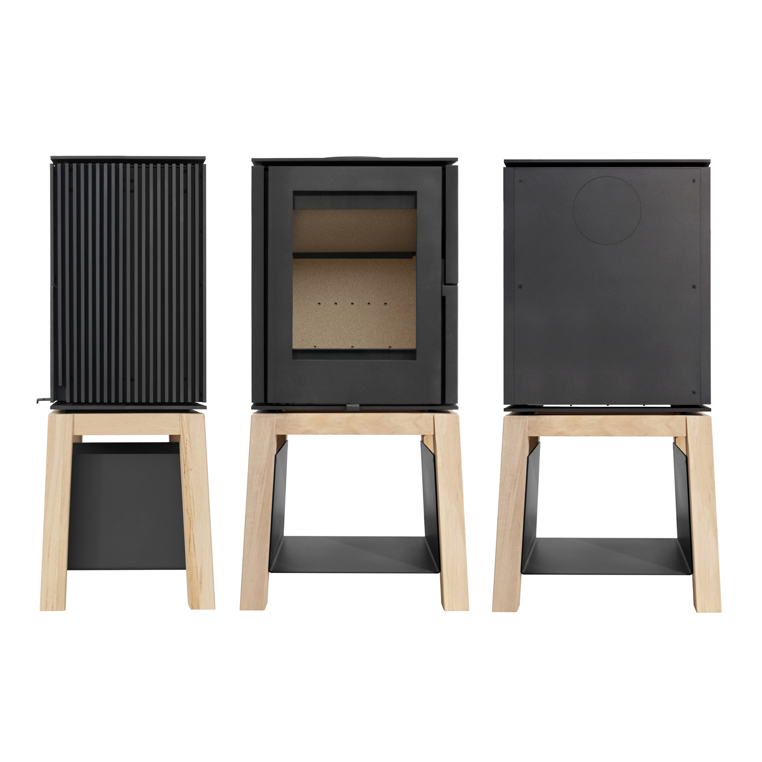 Schmitzker Cuby Kaminofen mit Holzsockel Schmitzker Cuby Kaminofen mit Holzsockel