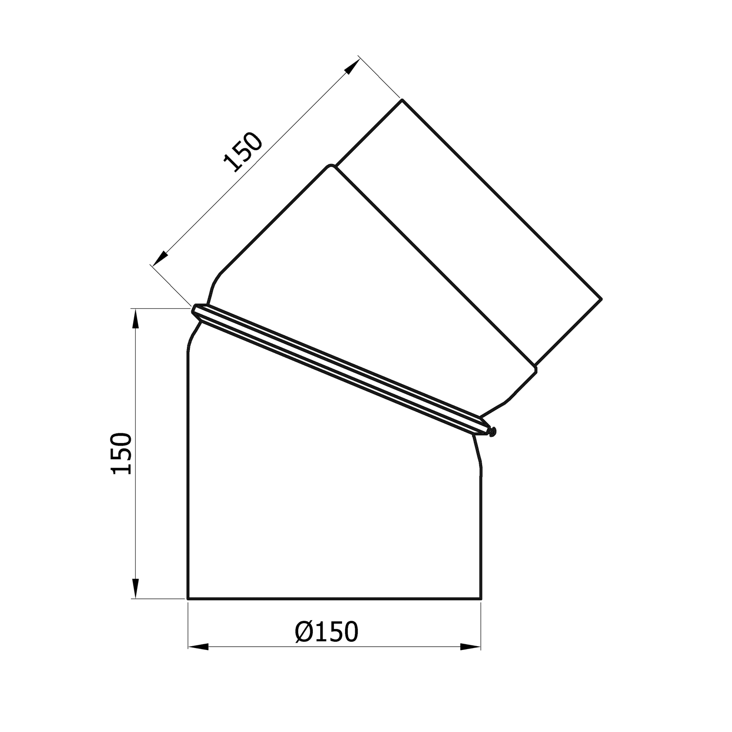 Raik Basic Rauchrohrbogen 150mm gussgrau 0–45° ohne Tür für Rauchrohr / Ofenrohr