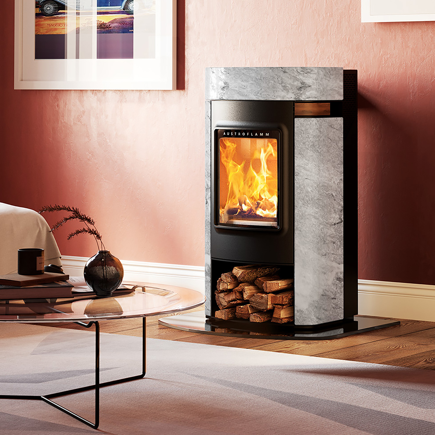 Austroflamm Elise Naturstein Marble Grey Clouds