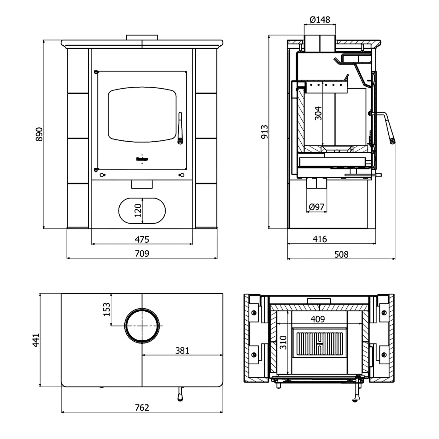 Kaminofen HS Flamingo Bali White Kaminofen HS Flamingo Bali White