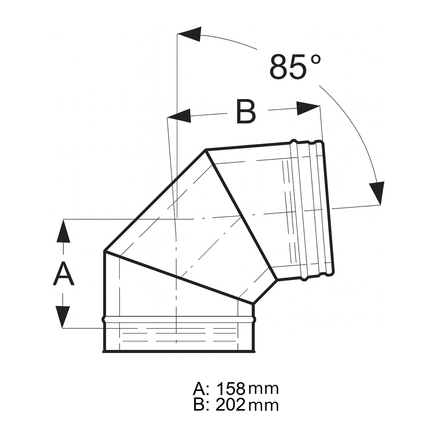 Schiedel ICS Bogen 85° Ø150 mm doppelwandig glänzend