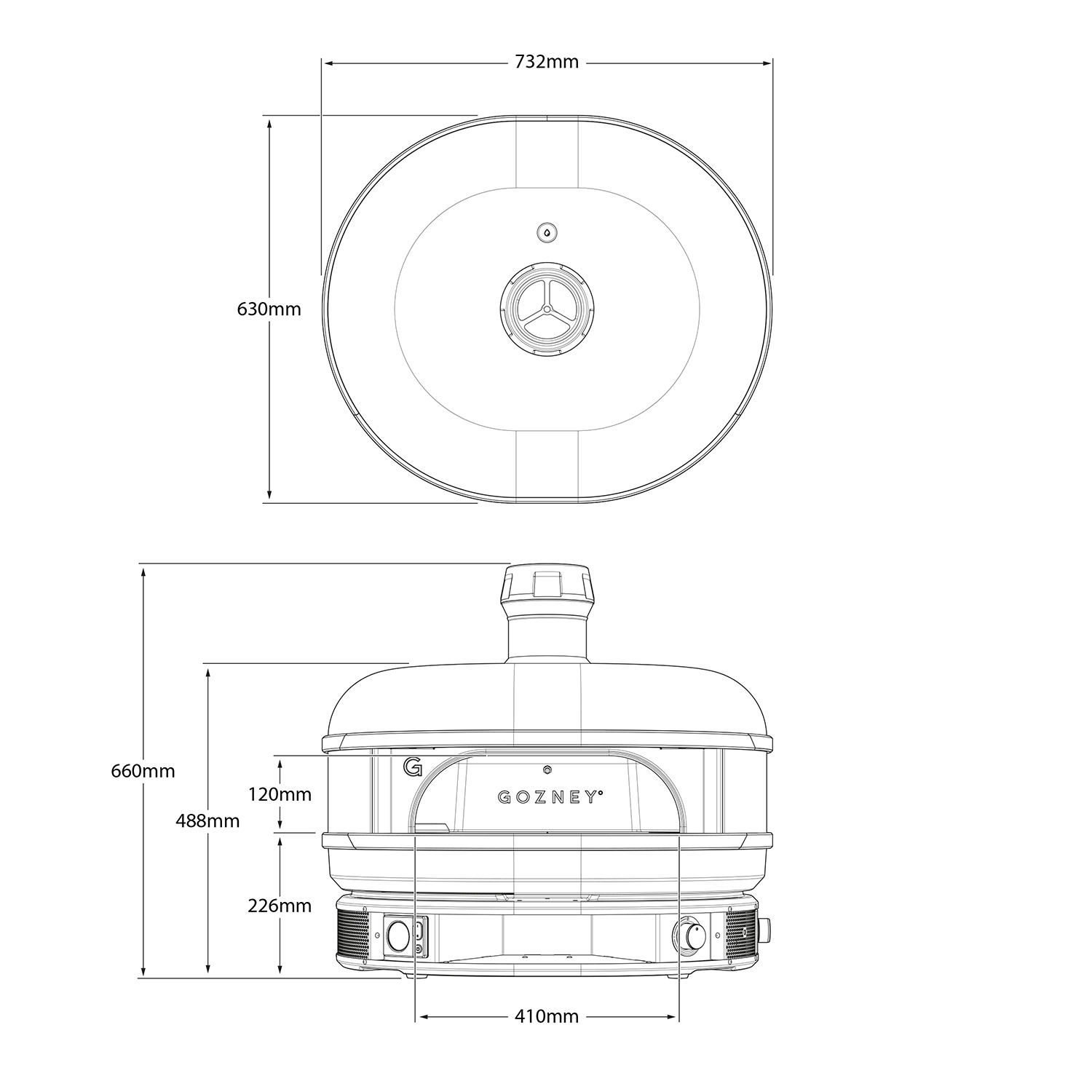 Gozney Dome Dual-Fuel Pizzaofen Creme + Ventura Pizza-Set (4-tlg.) gratis
