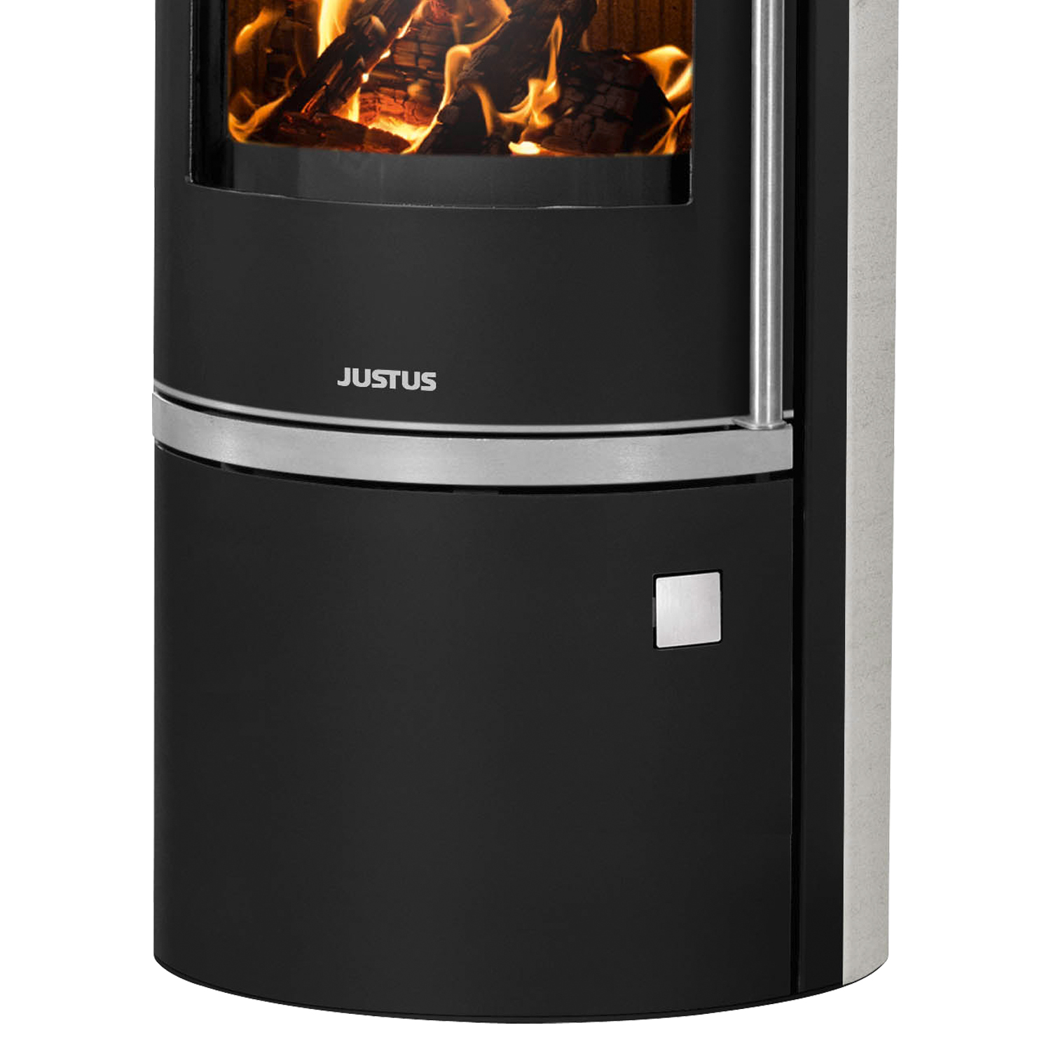 Justus Faro Aqua 2.0 Wasserführender Kaminofen Stahl Schwarz mit Kalkstein-Verkleidung