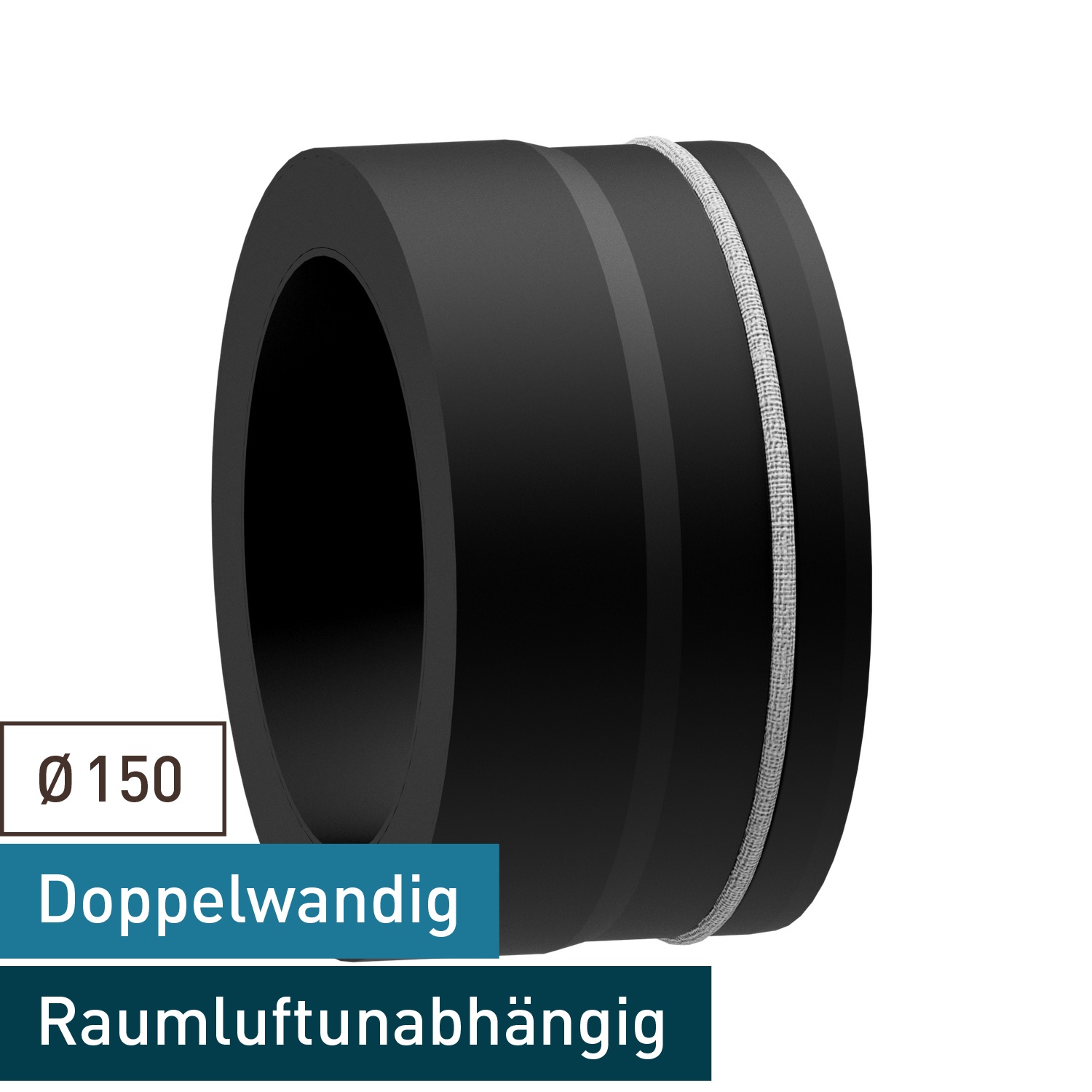 Raik Lifestyle DUO Übergangsstück 150mm schwarz für Rauchrohr / Ofenrohr