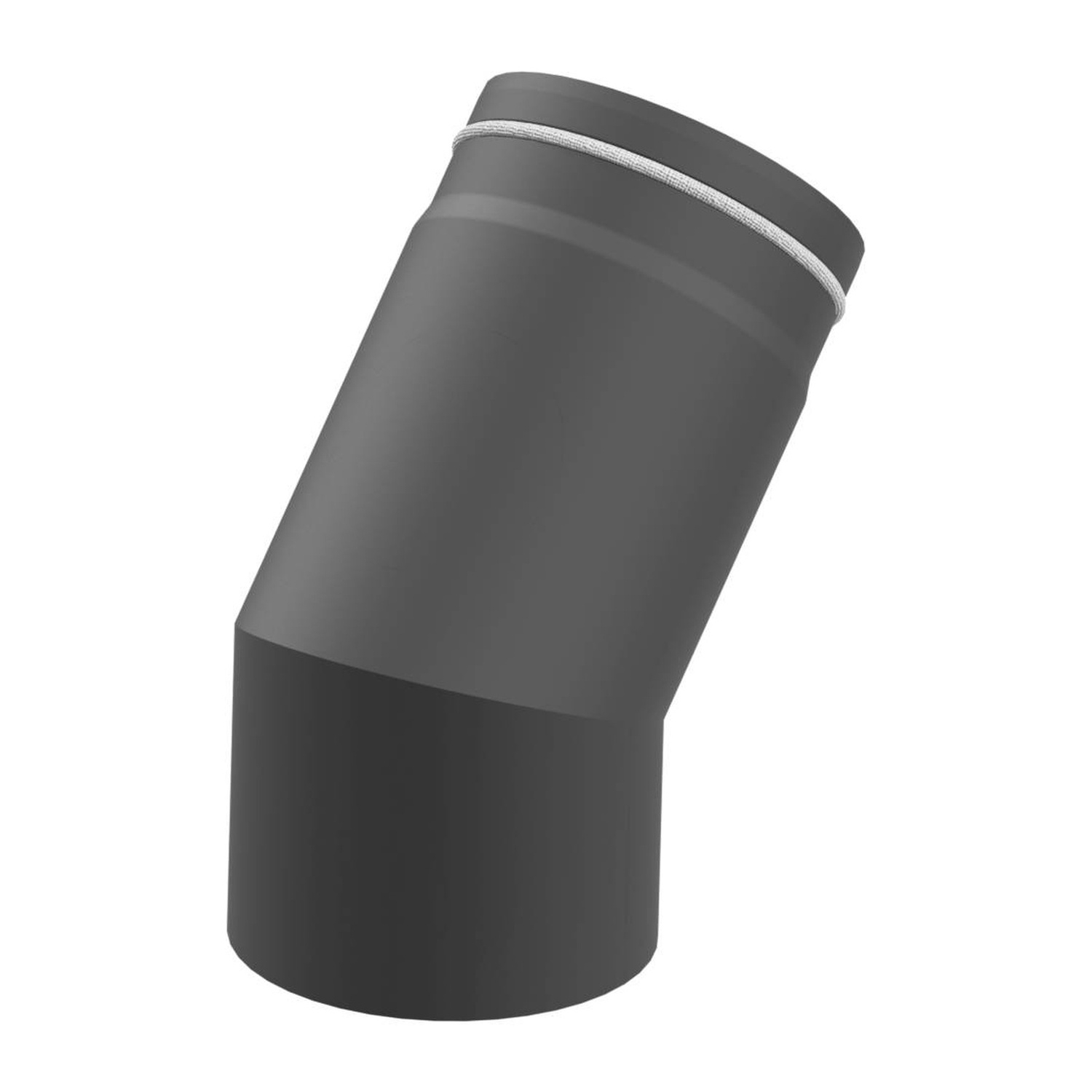 Raik Lifestyle Bogen Durchmesser 150/45° 2,00mm eingezogen 2-tlg mit eingelegter Tür mit Dichtung grau für Rauchrohr/ Ofenrohr