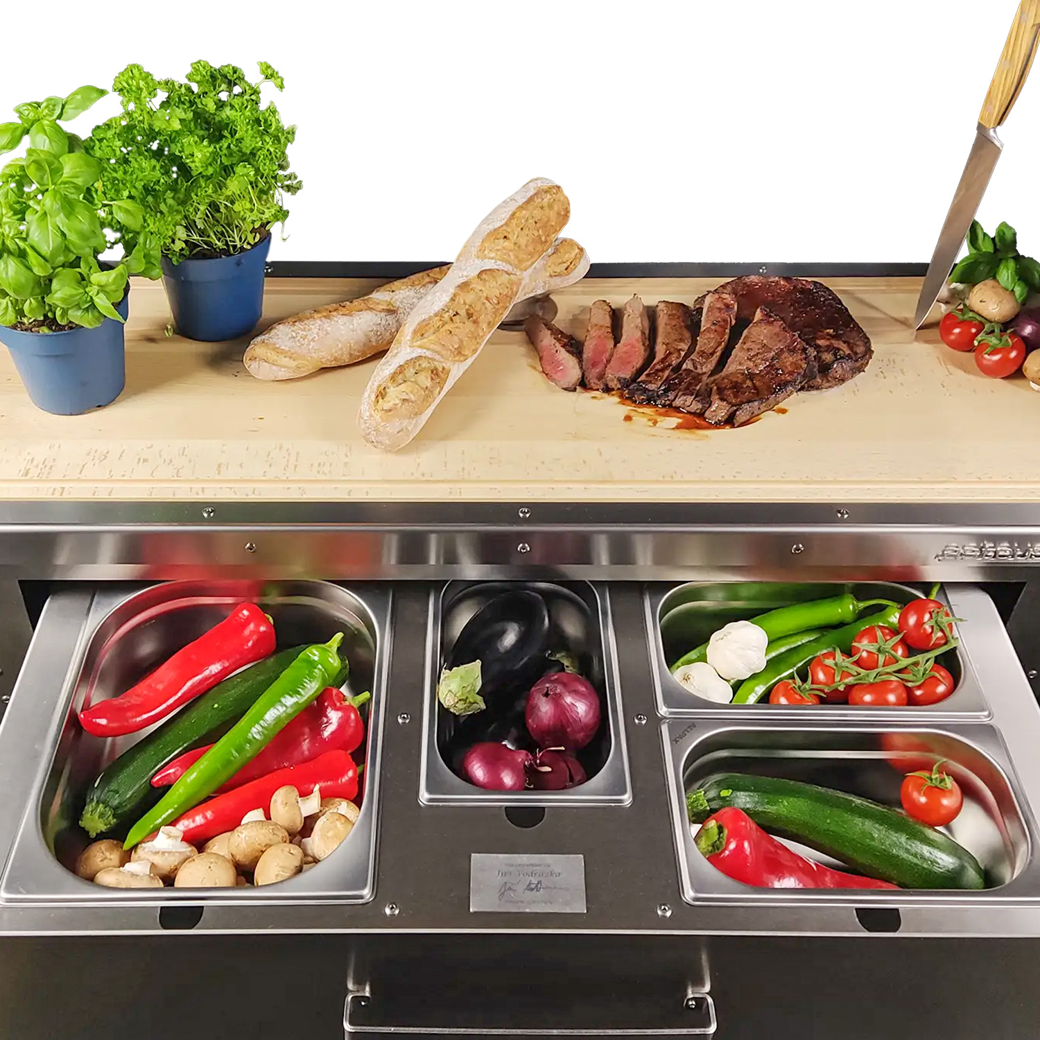 Asteus Tephra Lifestyle Grillstation Edelstahl & rot emailliert