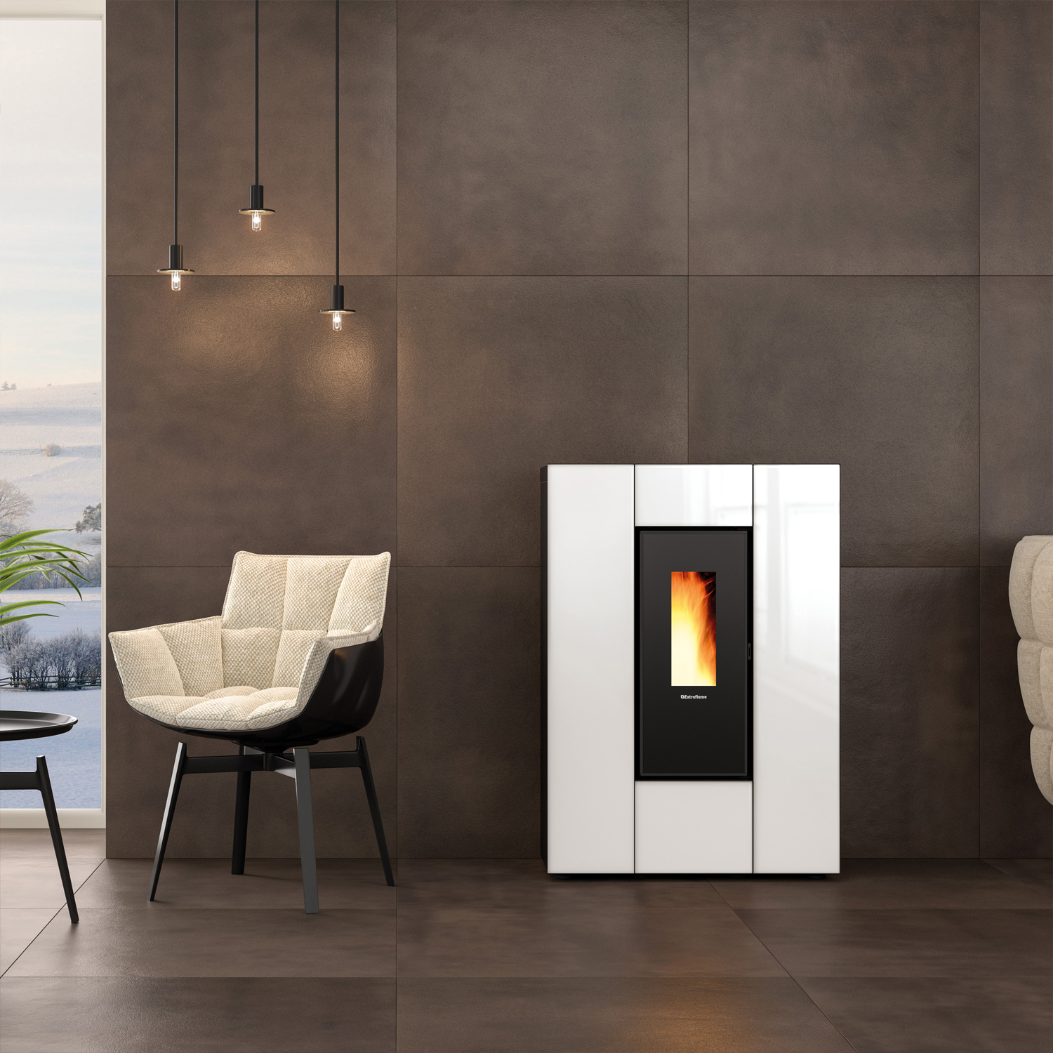 Extraflame Marilena Plus AD Crystal Pelletofen Weiß