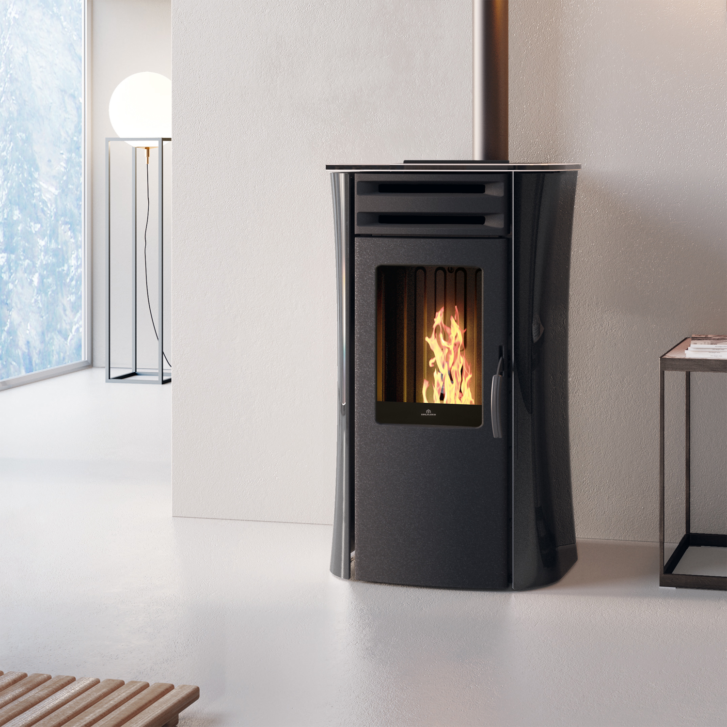Edilkamin Dania Air Tight Plus Pelletofen Stahl Schwarz / Glas Schwarz